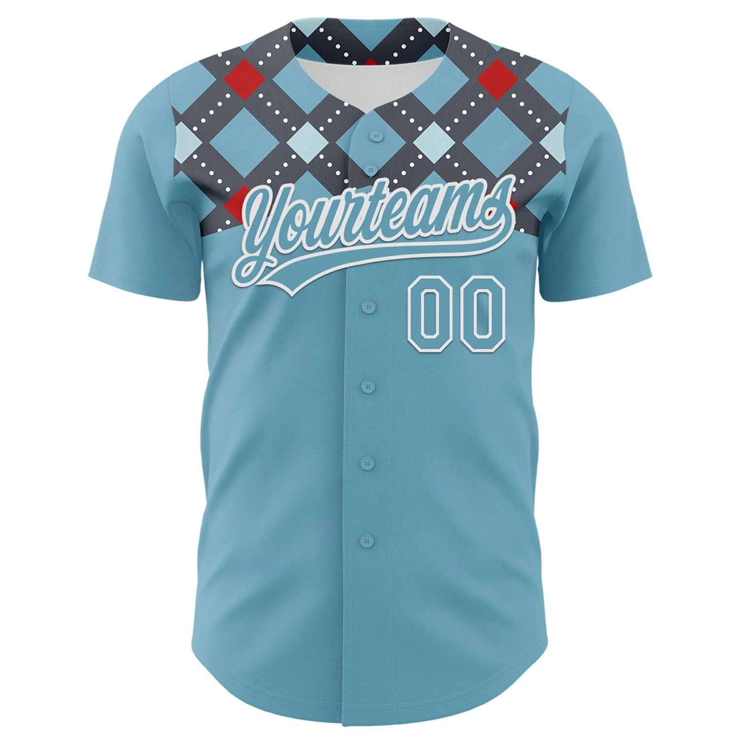 Custom Shadow Blue White 3D Pattern Design Father's Day Mustache Authentic Baseball Jersey