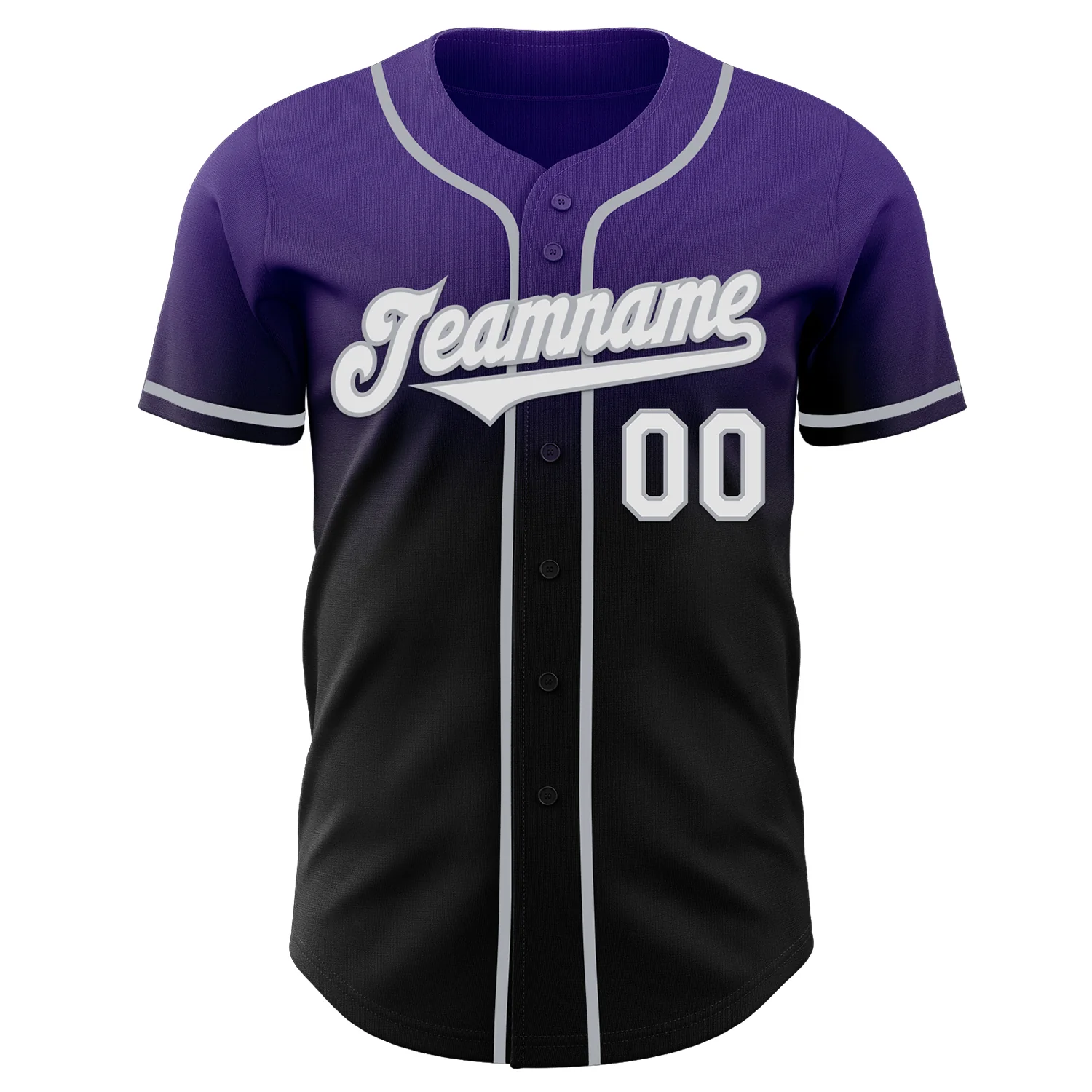 Custom Purple Black-Gray Authentic Fade Fashion Baseball Jersey
