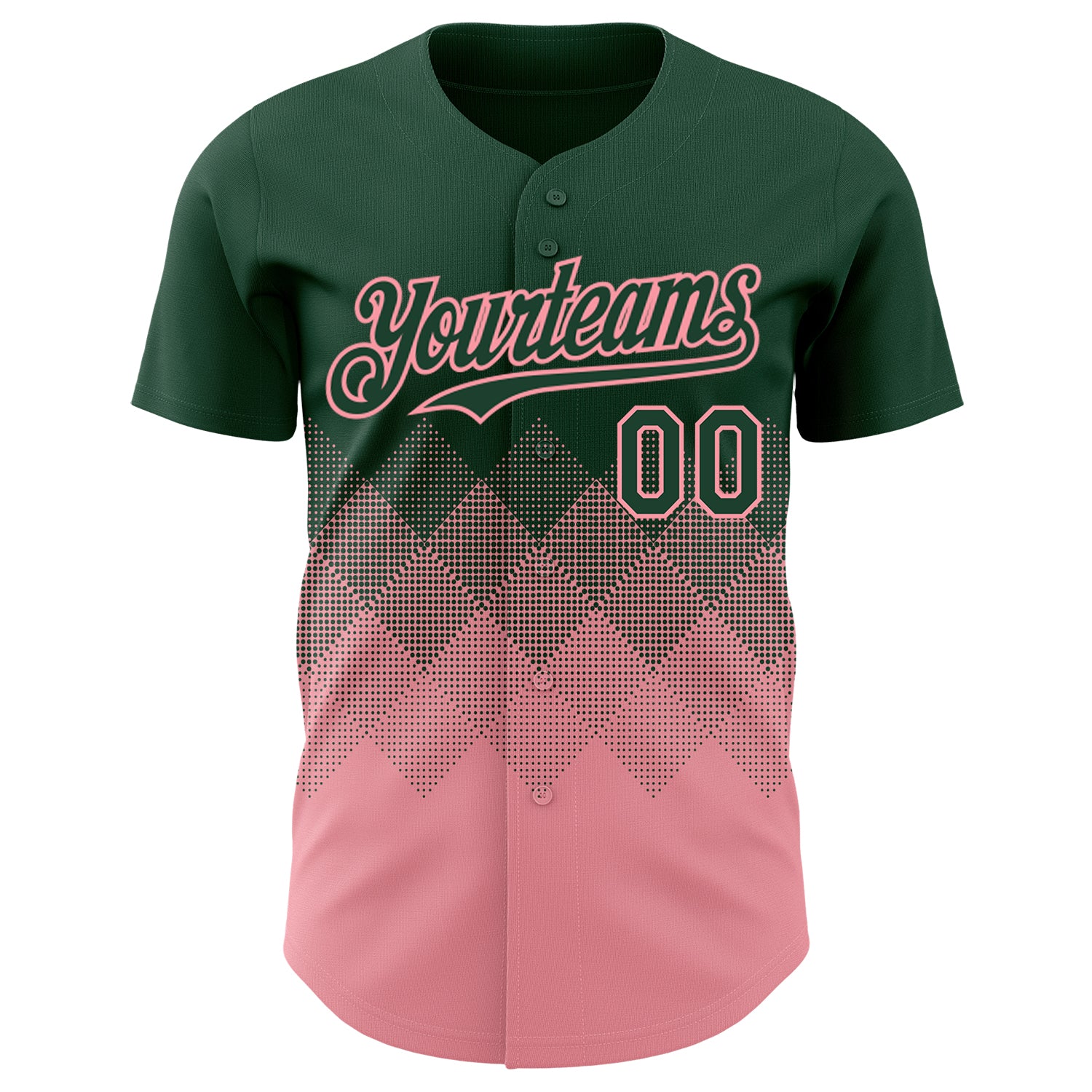 Custom Green Medium Pink 3D Gradient Square Shape Authentic Baseball Jersey