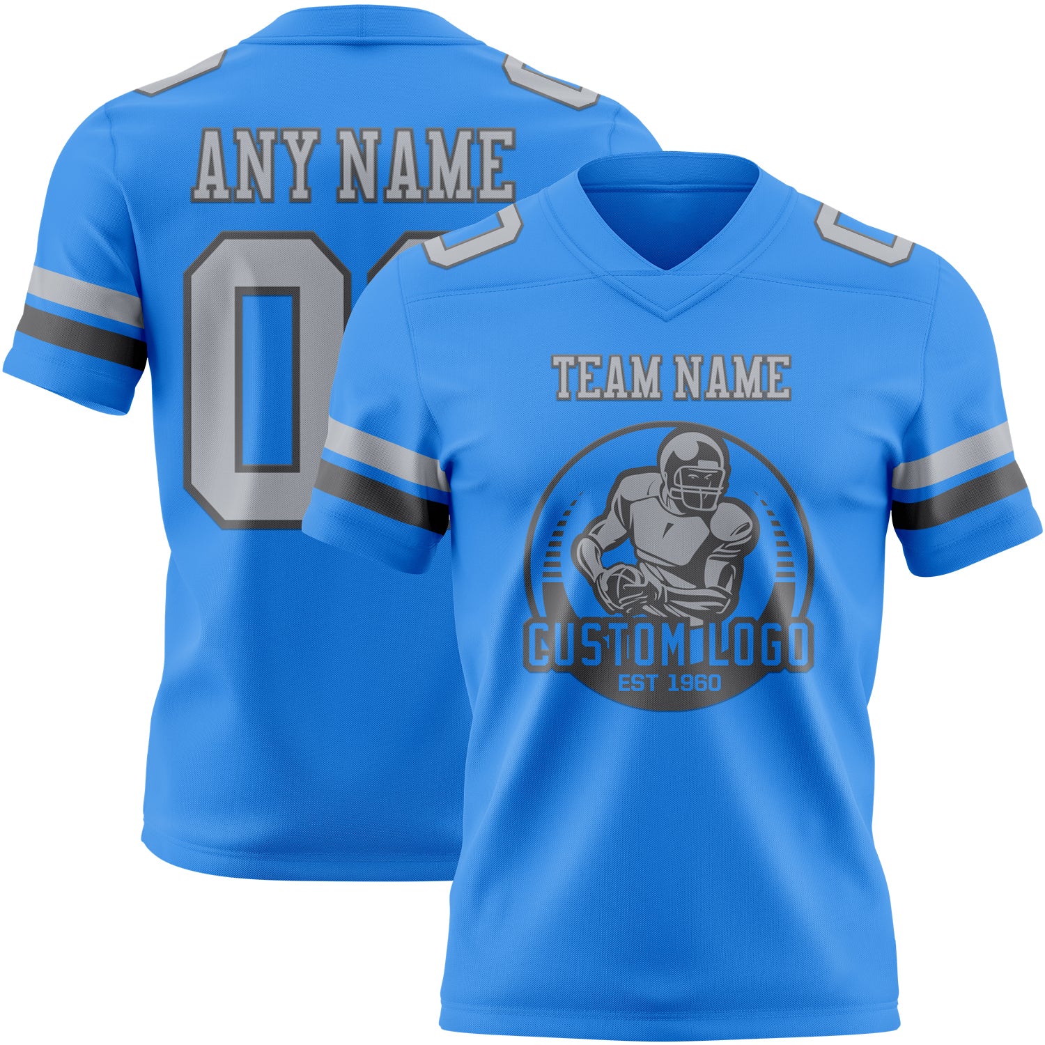 Custom Powder Blue Gray-Steel Gray Authentic Football Jersey