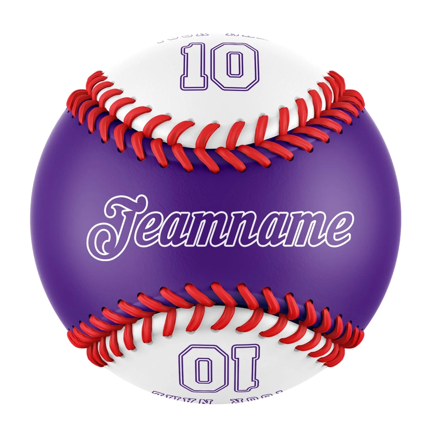 Personalized Purple White Half Leather White Authentic Baseballs
