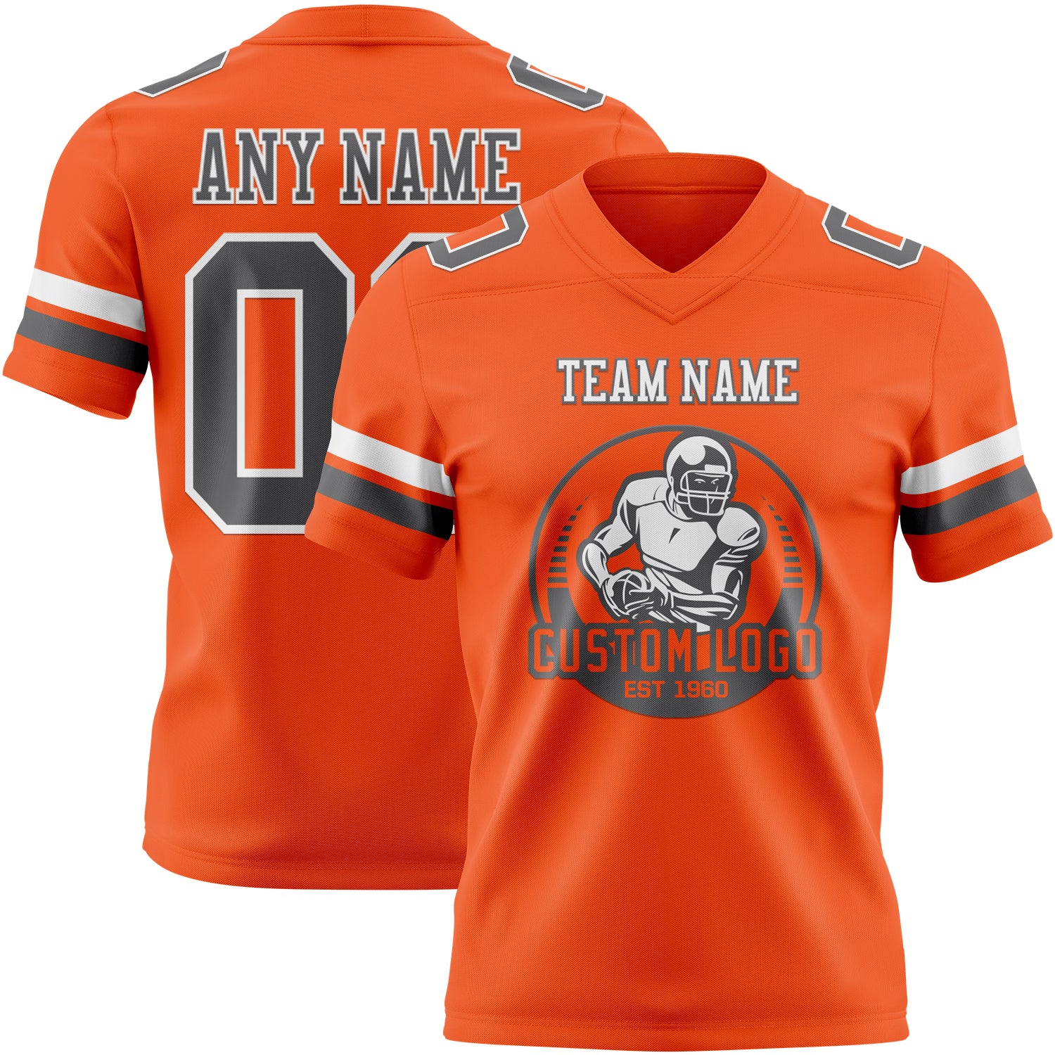 Custom Orange Steel Gray-White Authentic Football Jersey