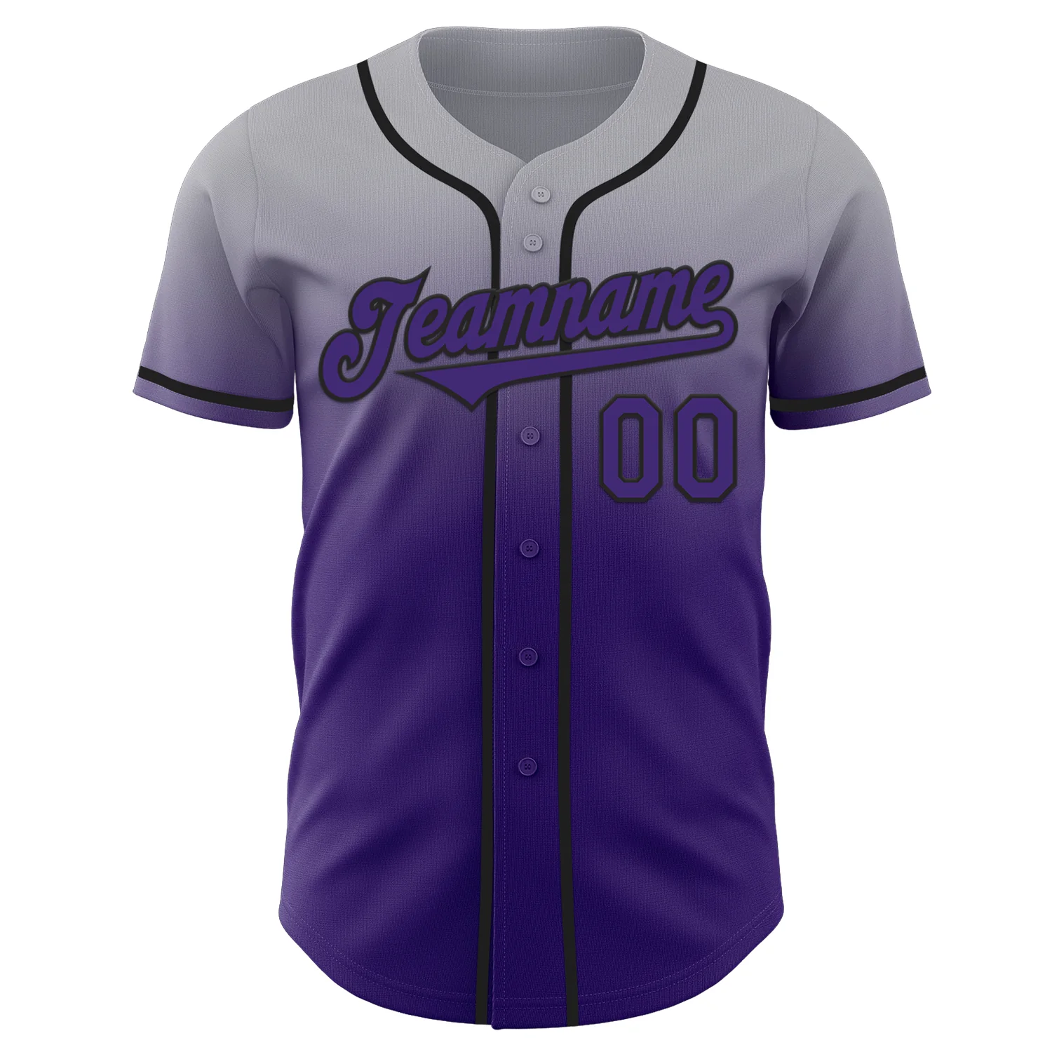 Custom Gray Purple-Black Authentic Fade Fashion Baseball Jersey