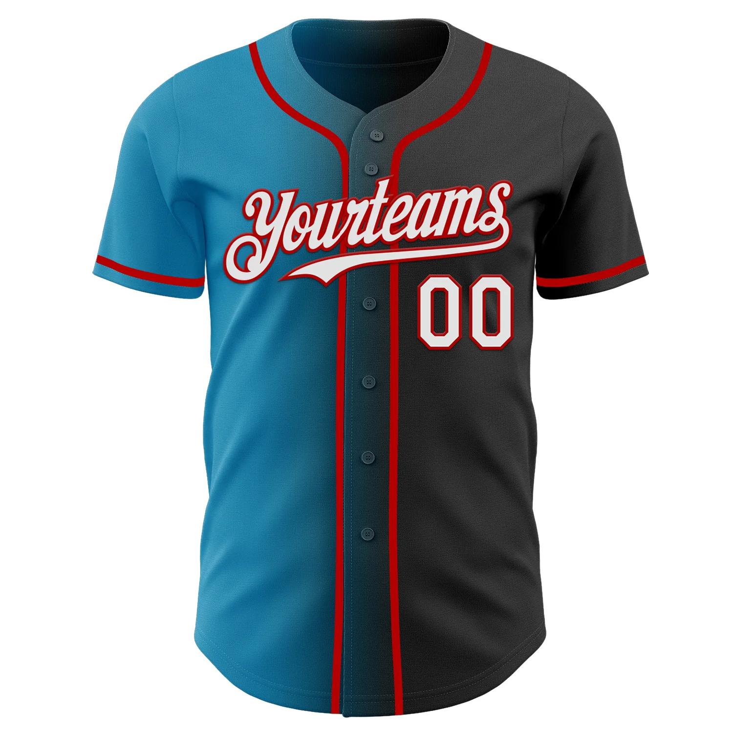 Custom Black White Panther Blue-Red Authentic Gradient Fashion Baseball Jersey