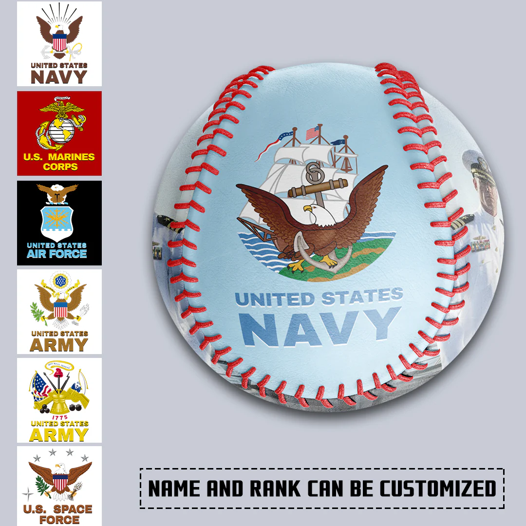Personalized Red U.S Veteran Marines Corps Photo Baseballs