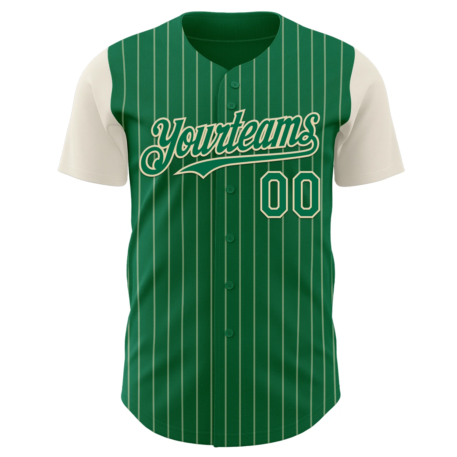 Custom Kelly Green Cream Pinstripe Cream Authentic Two Tone Baseball Jersey