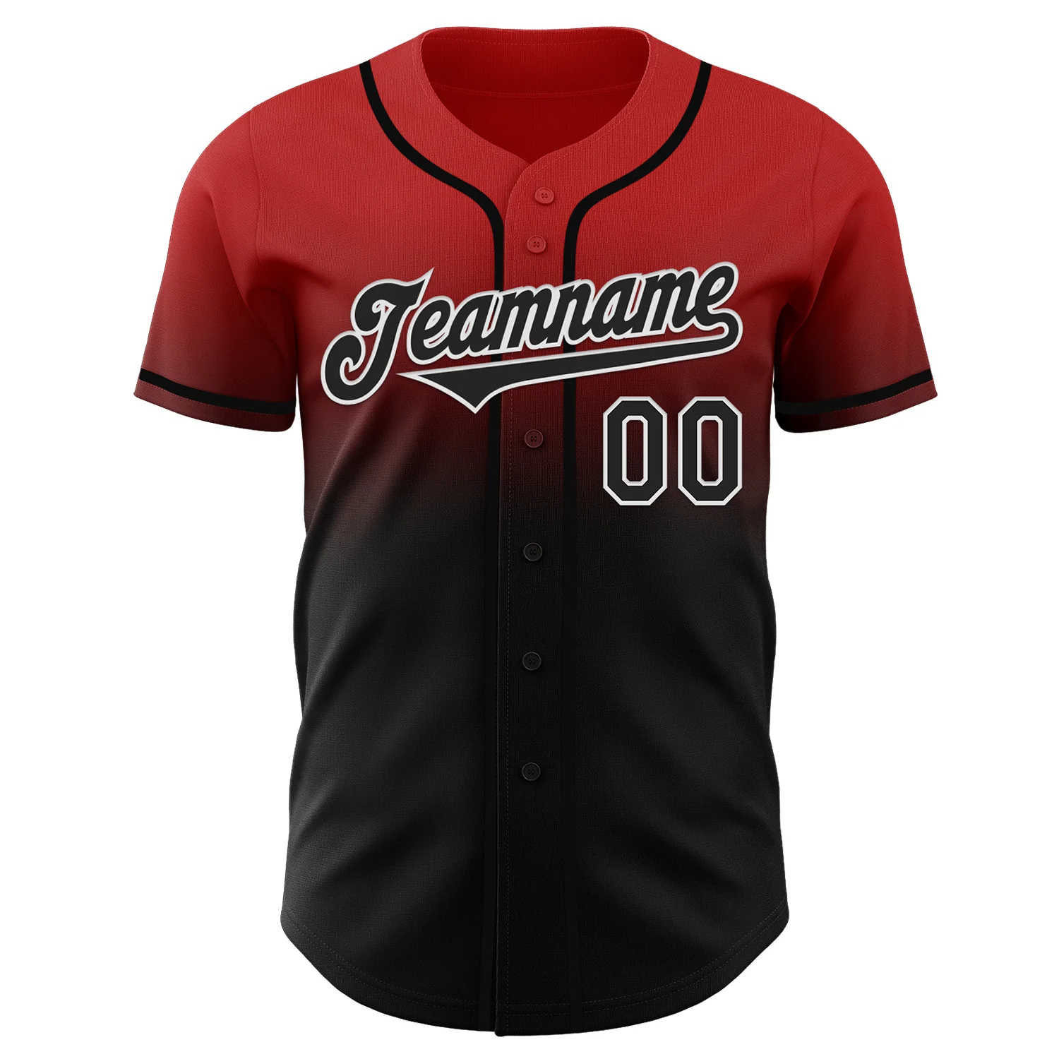 Custom Red Black-White Authentic Fade Fashion Baseball Jersey
