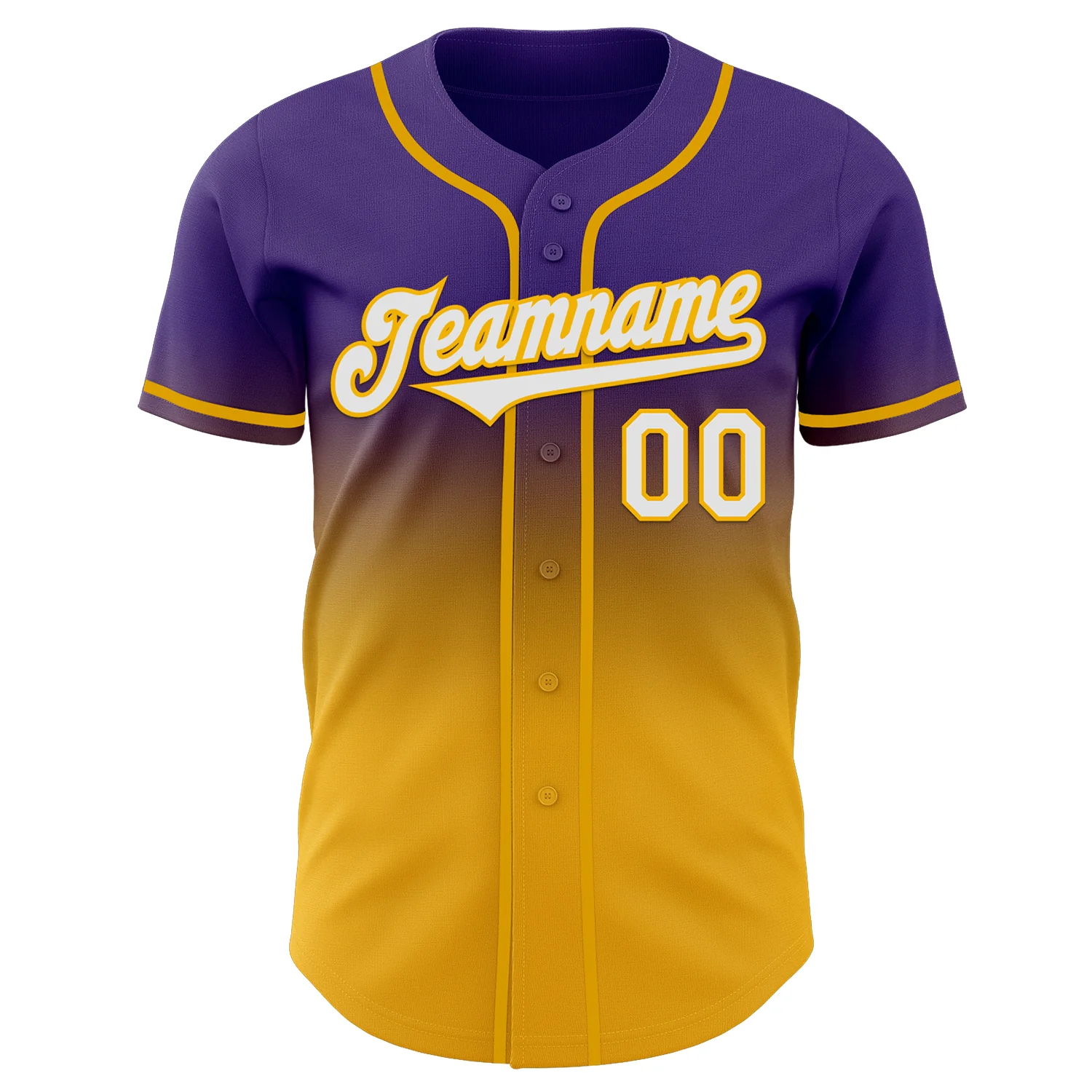 Custom Purple White-Gold Authentic Fade Fashion Baseball Jersey