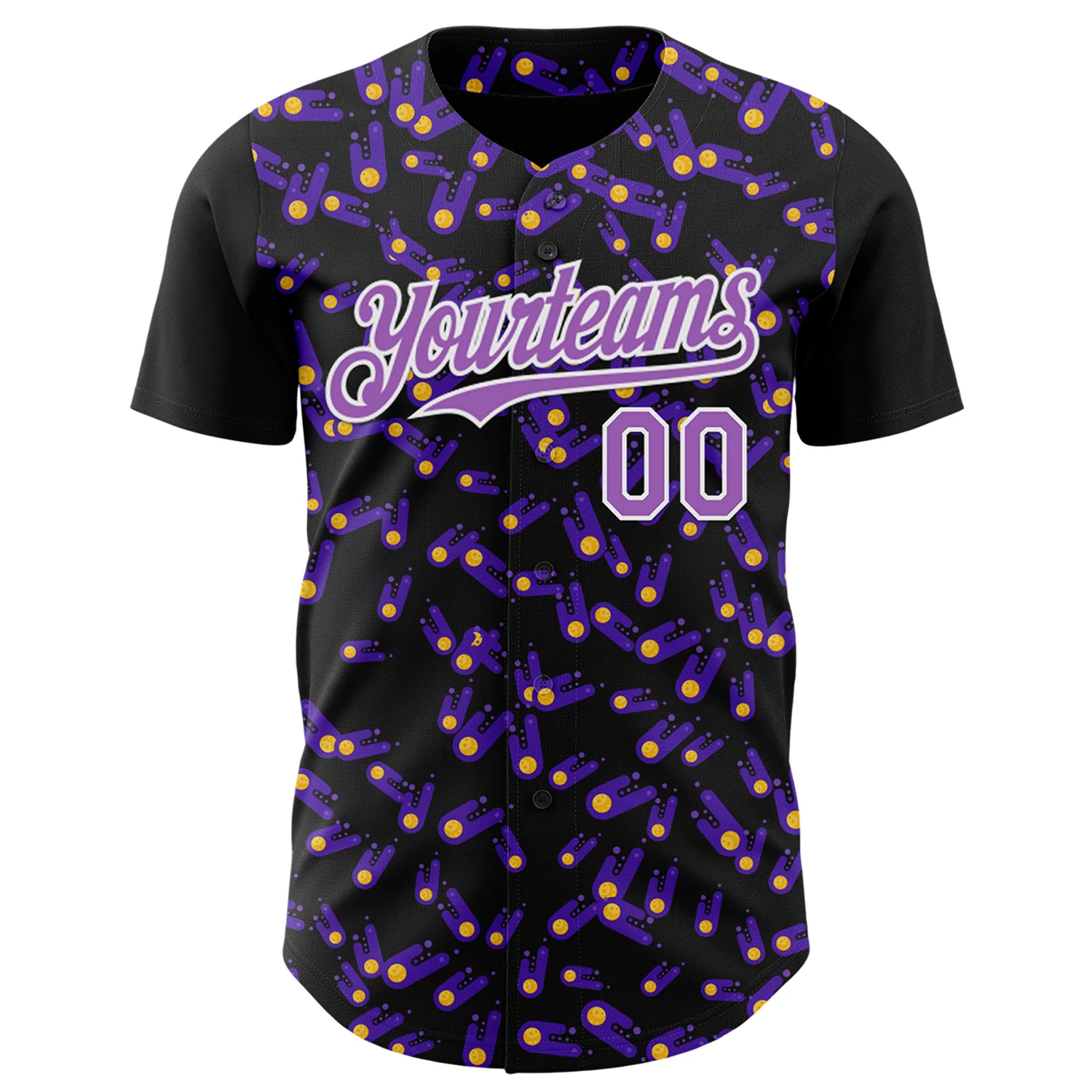 Custom Black Medium Purple-White 3D Pattern Design Galaxy Star Meteor Authentic Baseball Jersey