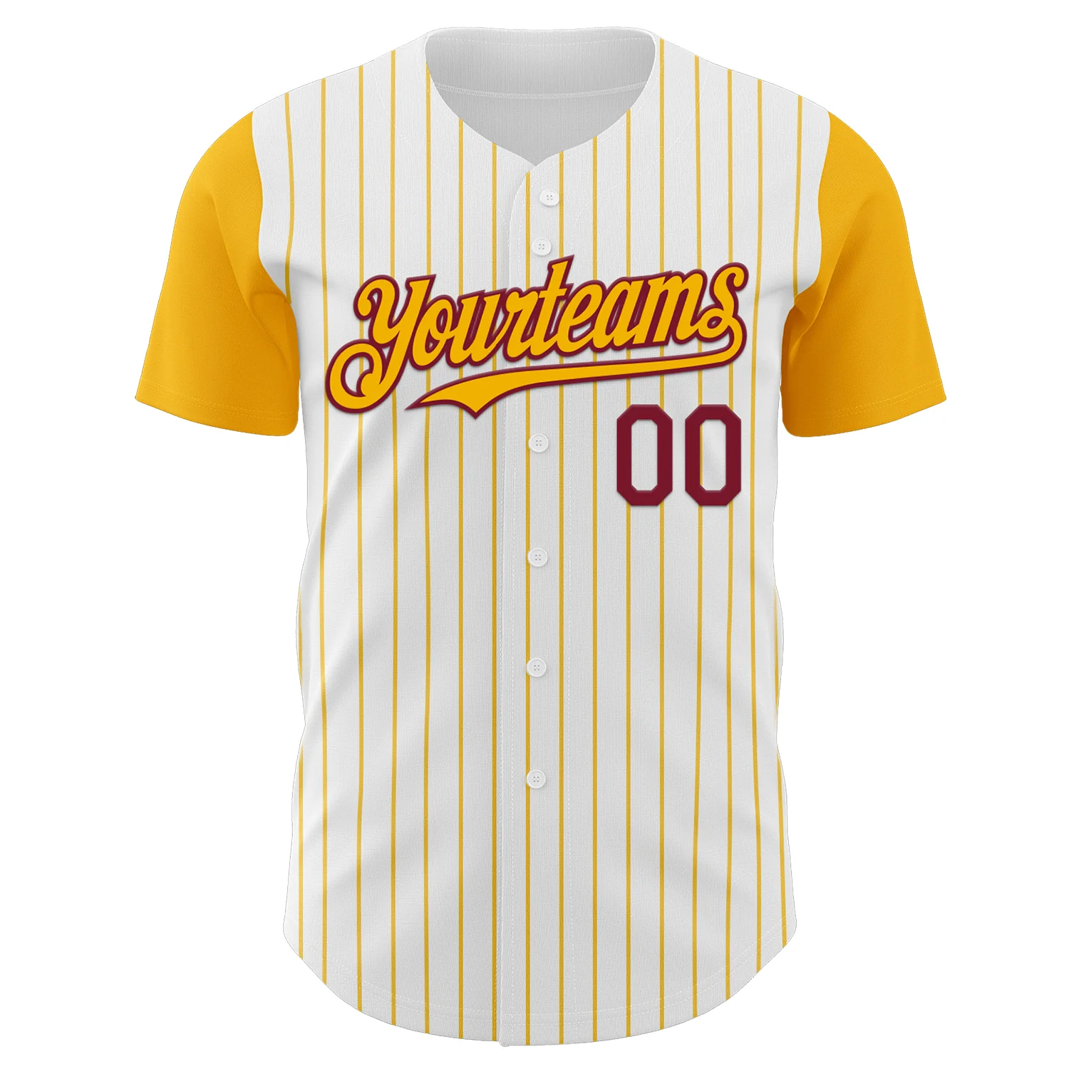 Custom White Gold Pinstripe Crimson Authentic Two Tone Baseball Jersey