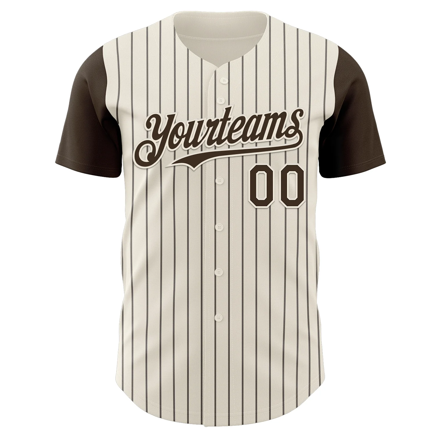 Custom Cream Brown Pinstripe Brown Authentic Two Tone Baseball Jersey