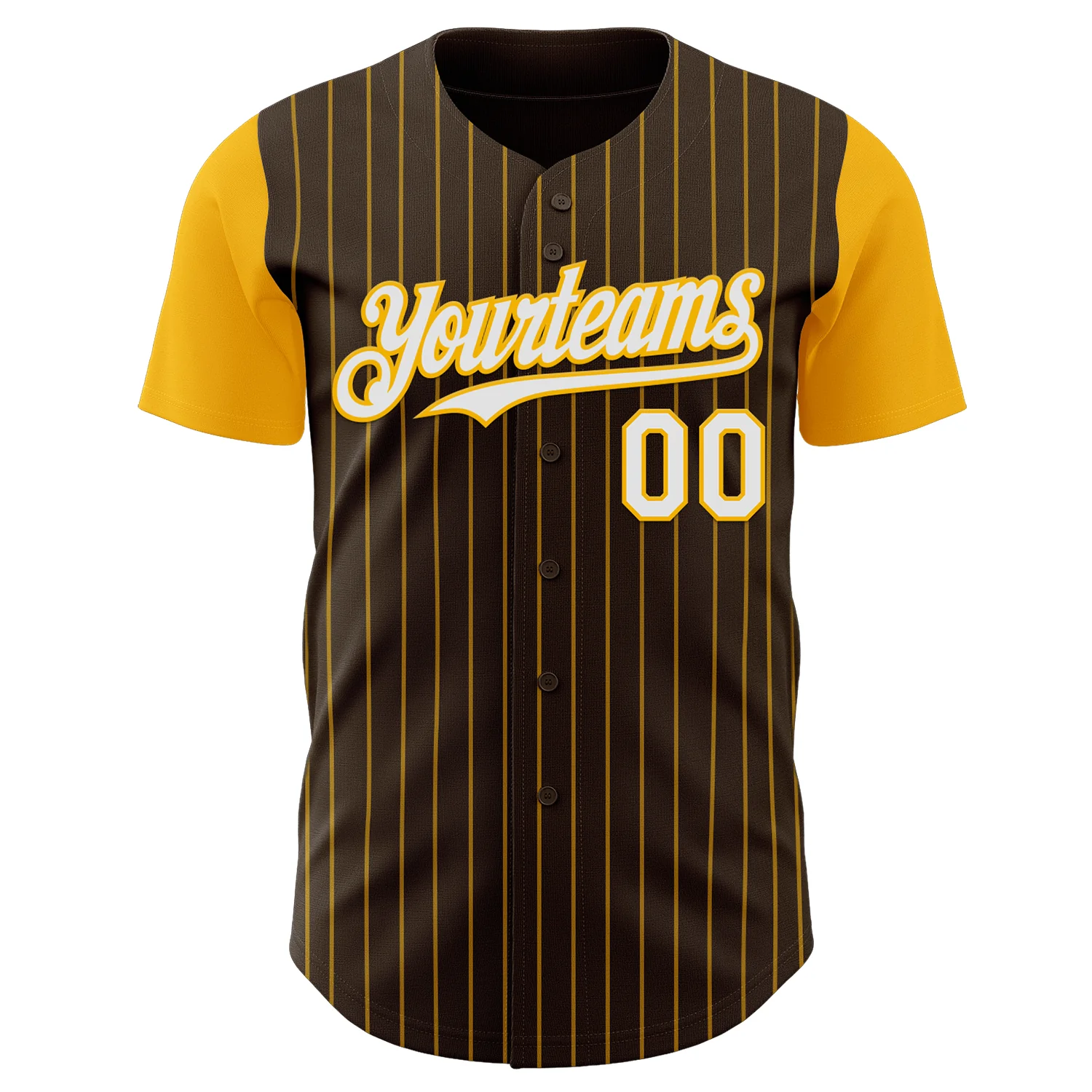 Custom Brown Gold Pinstripe White Authentic Two Tone Baseball Jersey