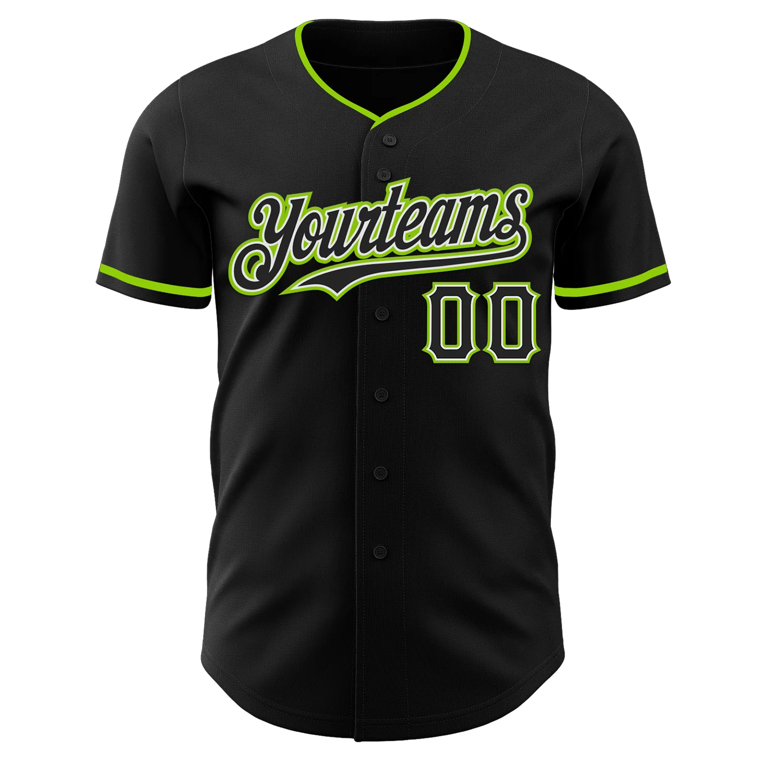 Custom Black White-Neon Green Authentic Baseball Jersey