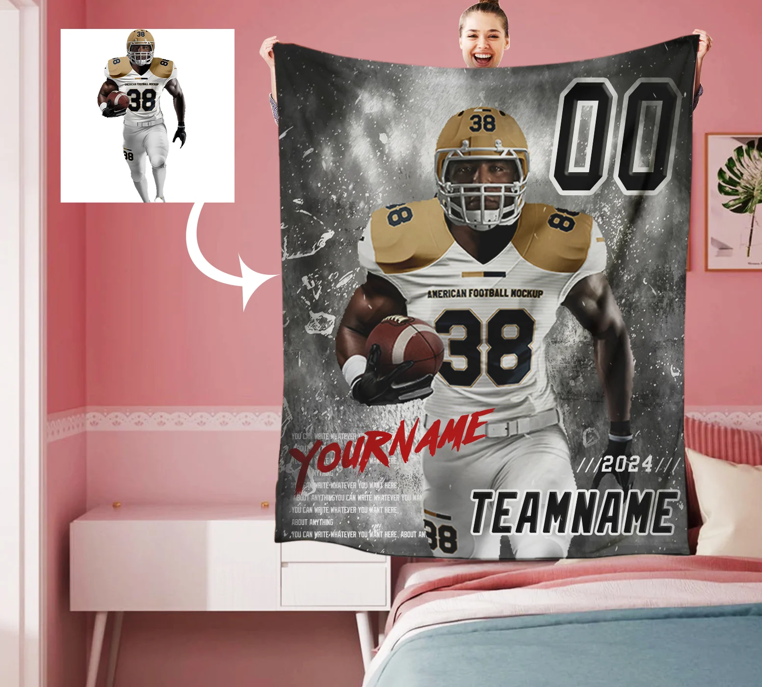 Personalized Football Team Photo Sports Blanket