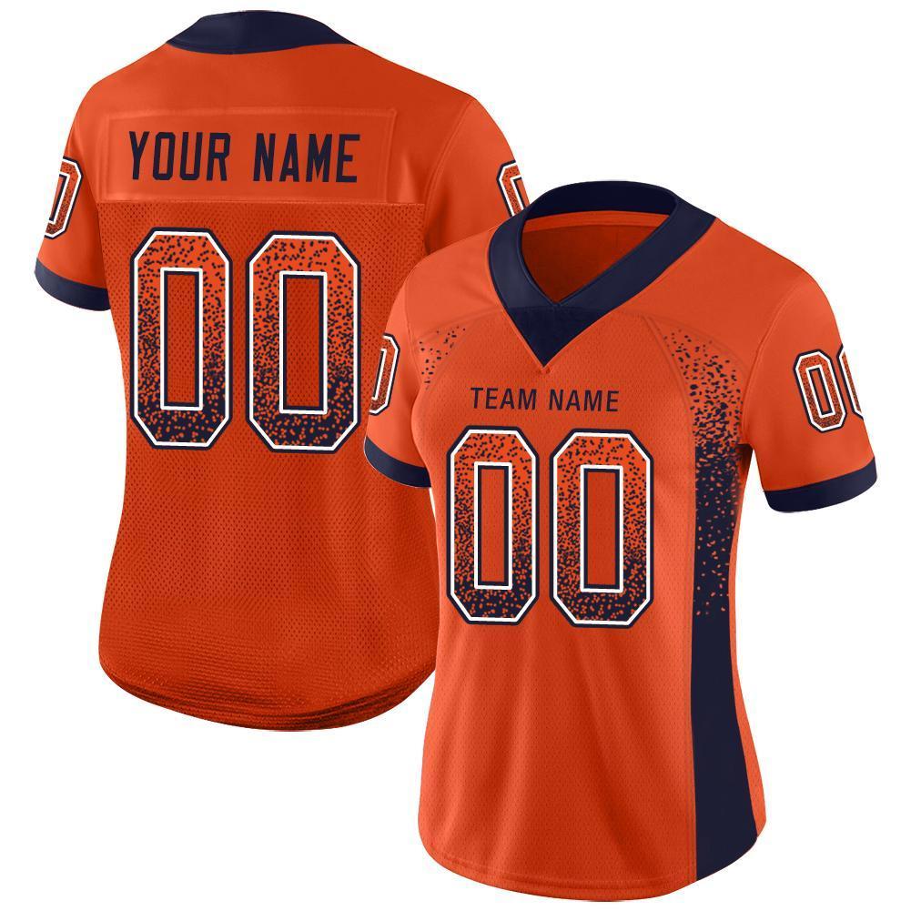 Custom Orange Navy-White Drift Fashion Football Jersey