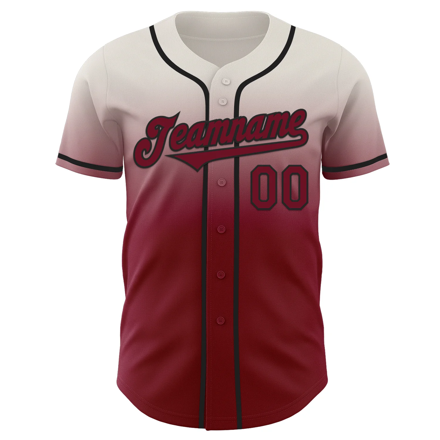 Custom Cream Crimson-Black Authentic Fade Fashion Baseball Jersey