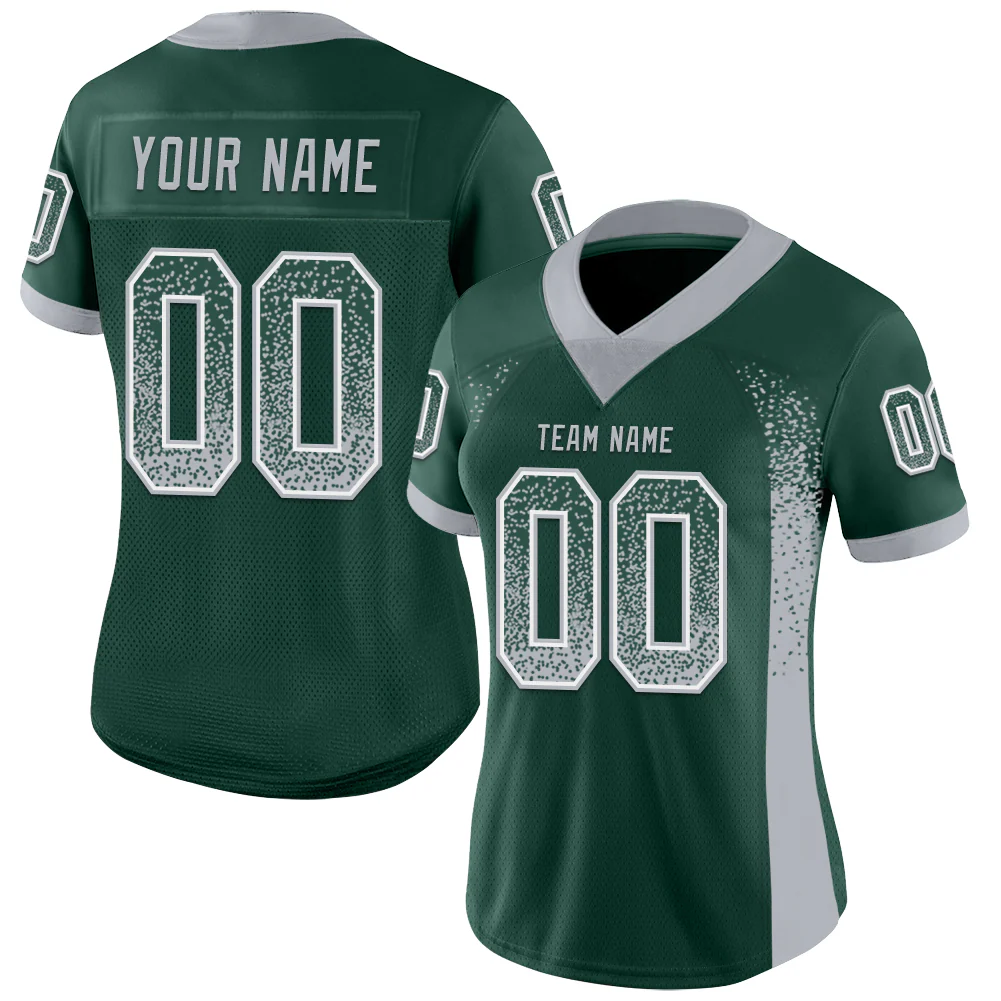Custom Green Gray-White Drift Fashion Football Jersey