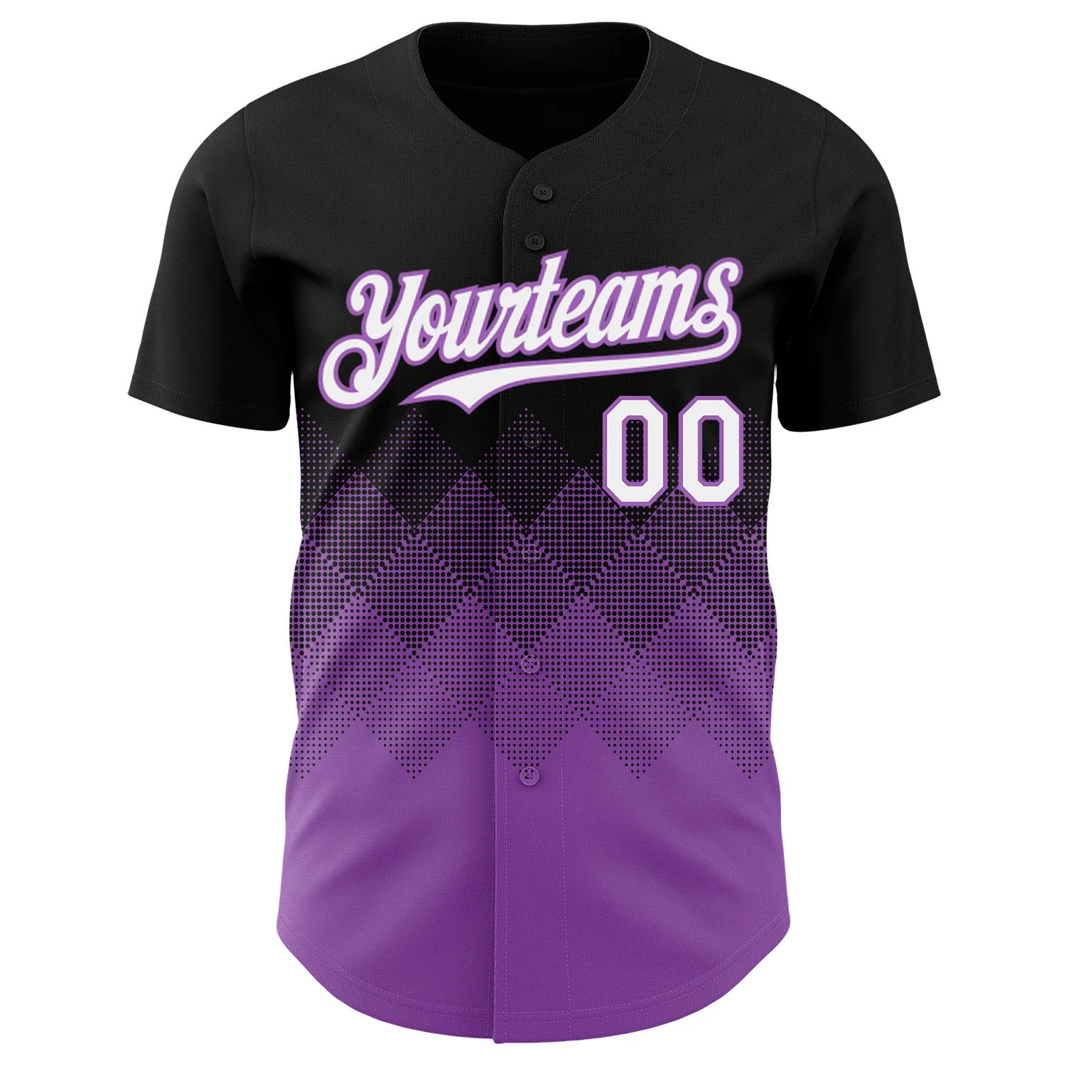 Custom Black White-Medium Purple 3D Gradient Square Shape Authentic Baseball Jersey