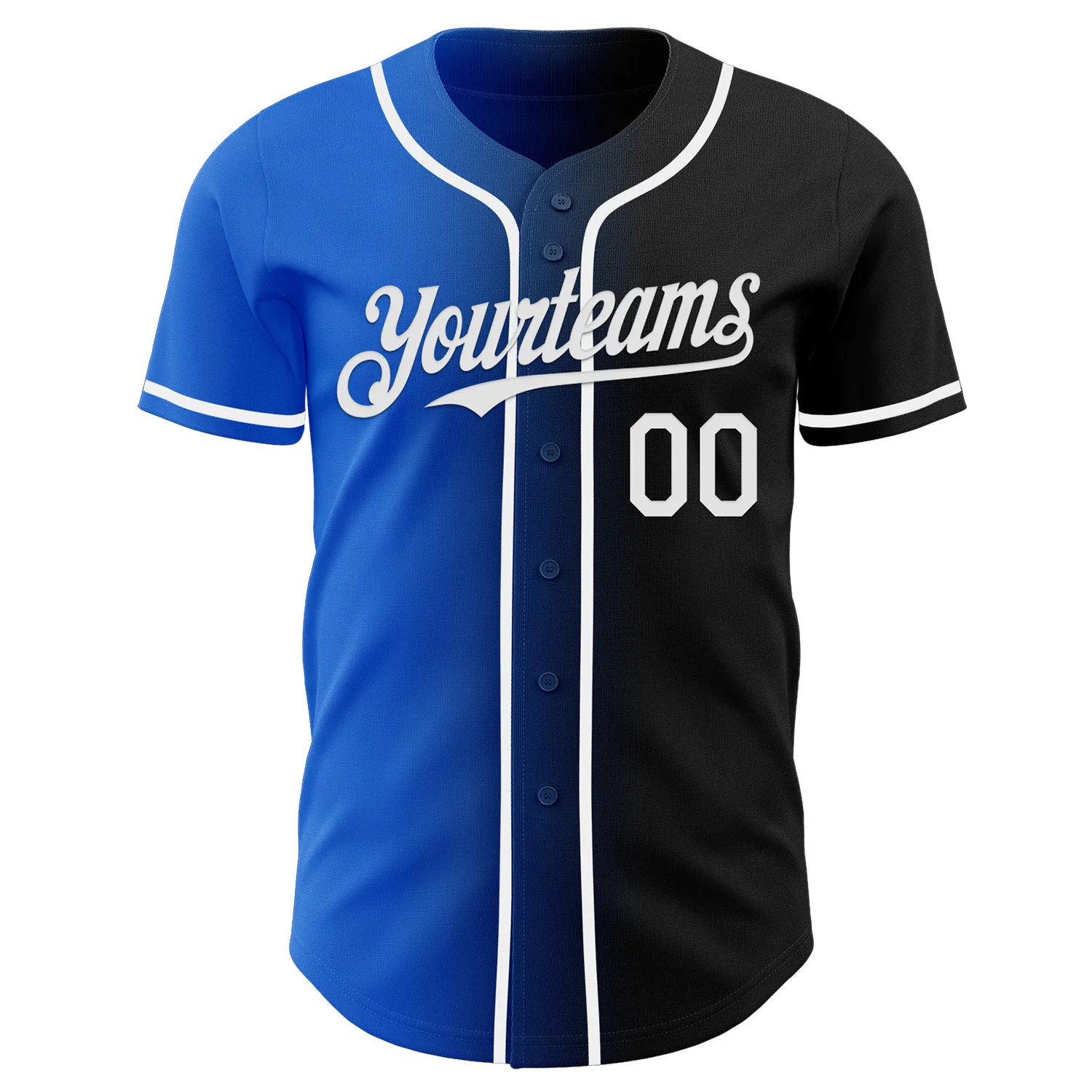 Custom Black White-Thunder Blue Authentic Gradient Fashion Baseball Jersey