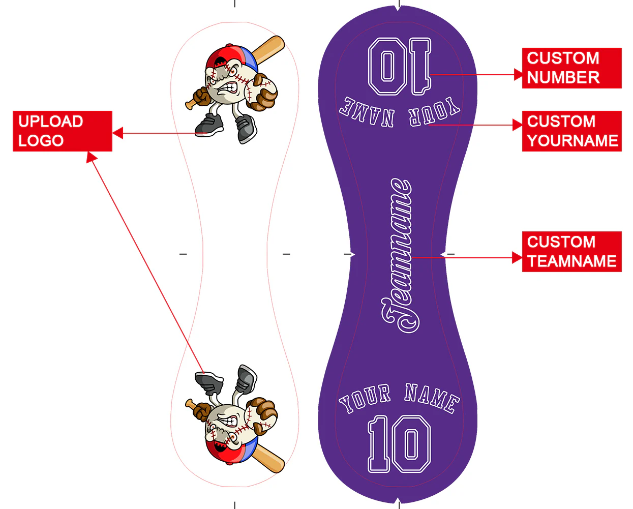 Personalized White Purple Half Leather Purple Authentic Baseballs