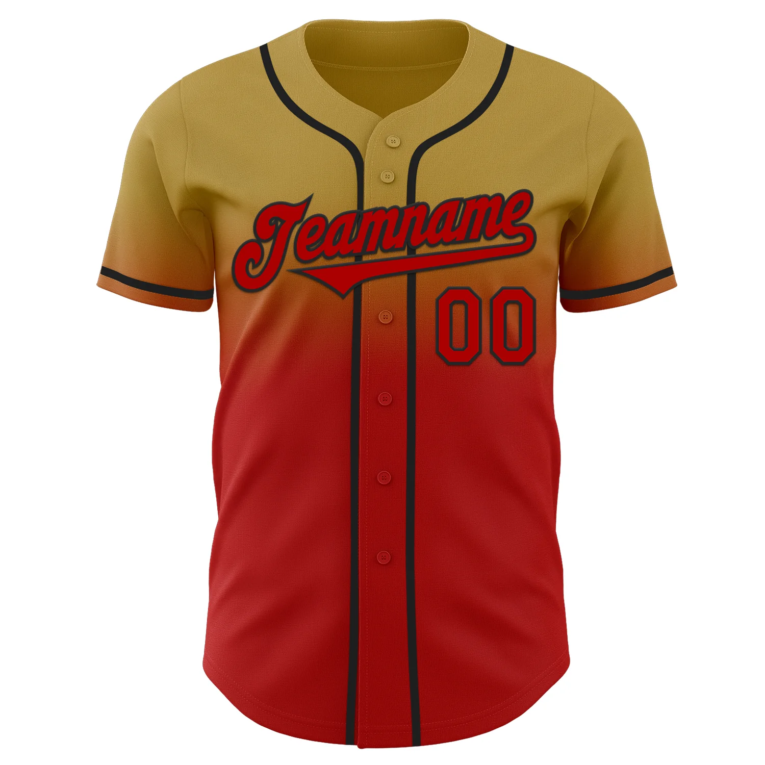 Custom Old Gold Red-Black Authentic Fade Fashion Baseball Jersey