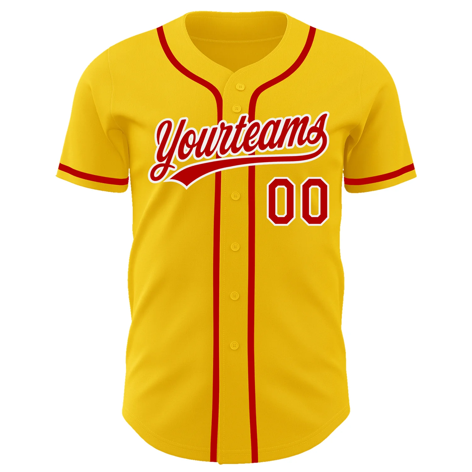 Custom Yellow Red-White Authentic Baseball Jersey
