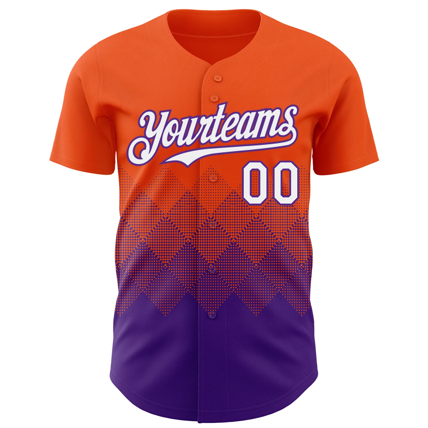 Custom Orange White-Purple 3D Gradient Square Shape Authentic Baseball Jersey