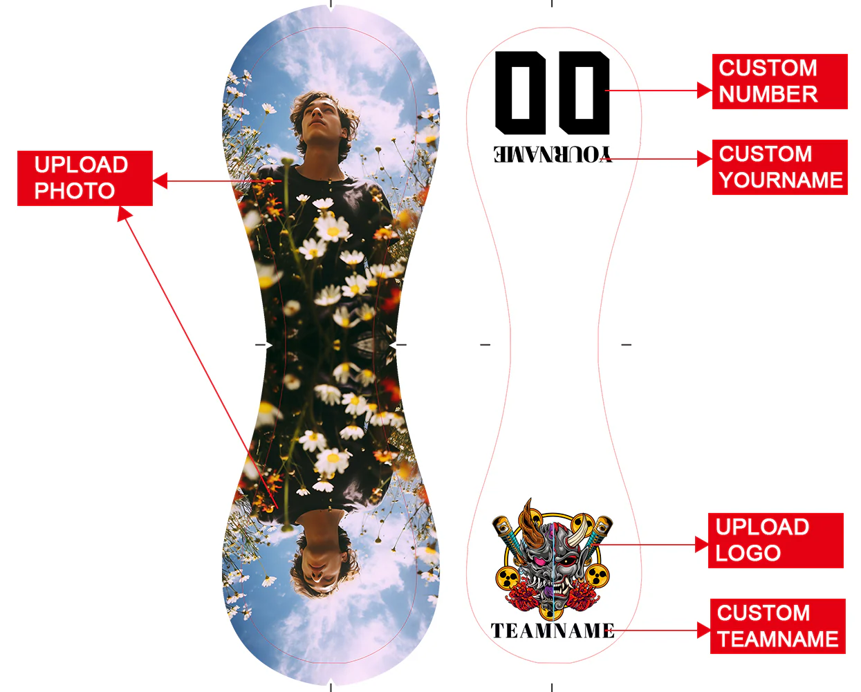 Personalized White Chrysanthemum Ghost Warrior Skull Photo Baseballs