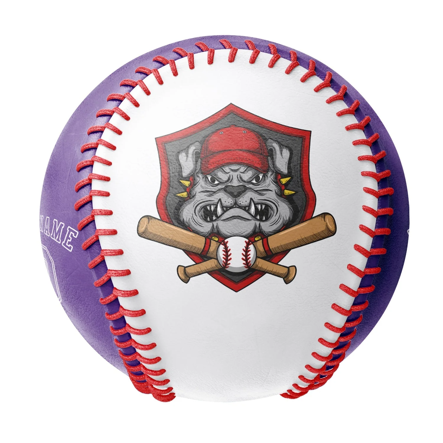 Personalized White Purple Half Leather Purple Authentic Baseballs
