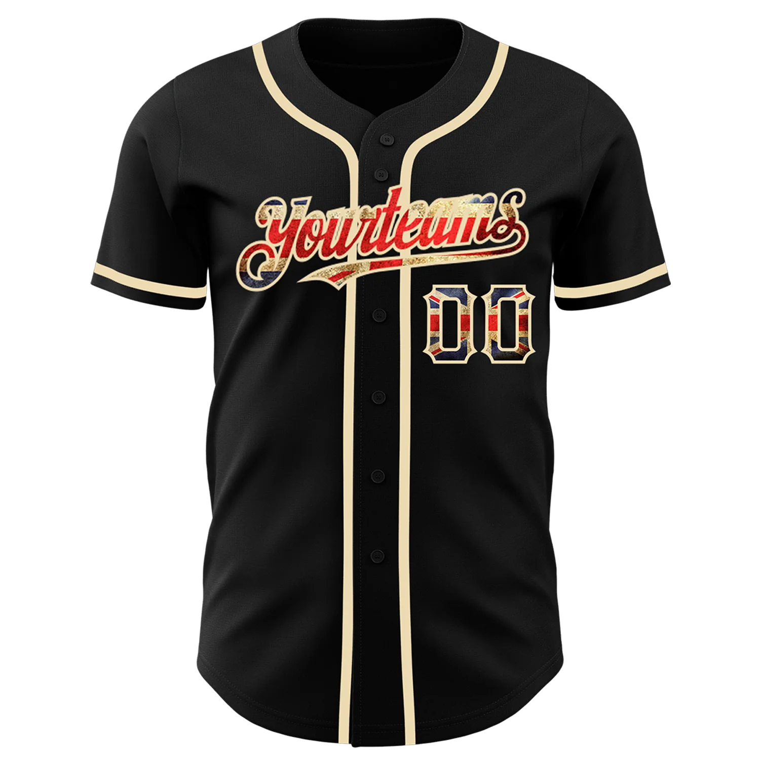 Custom Black Vintage UK Flag -City Cream Authentic Baseball Jersey