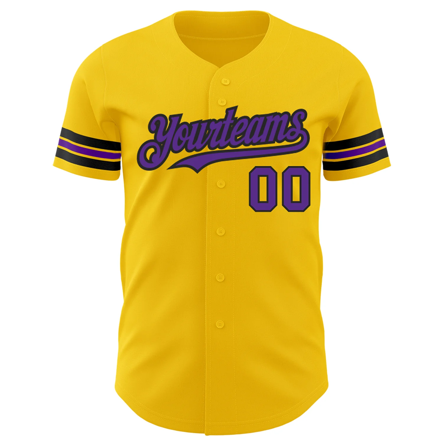 Custom Yellow Purple-Black Authentic Baseball Jersey