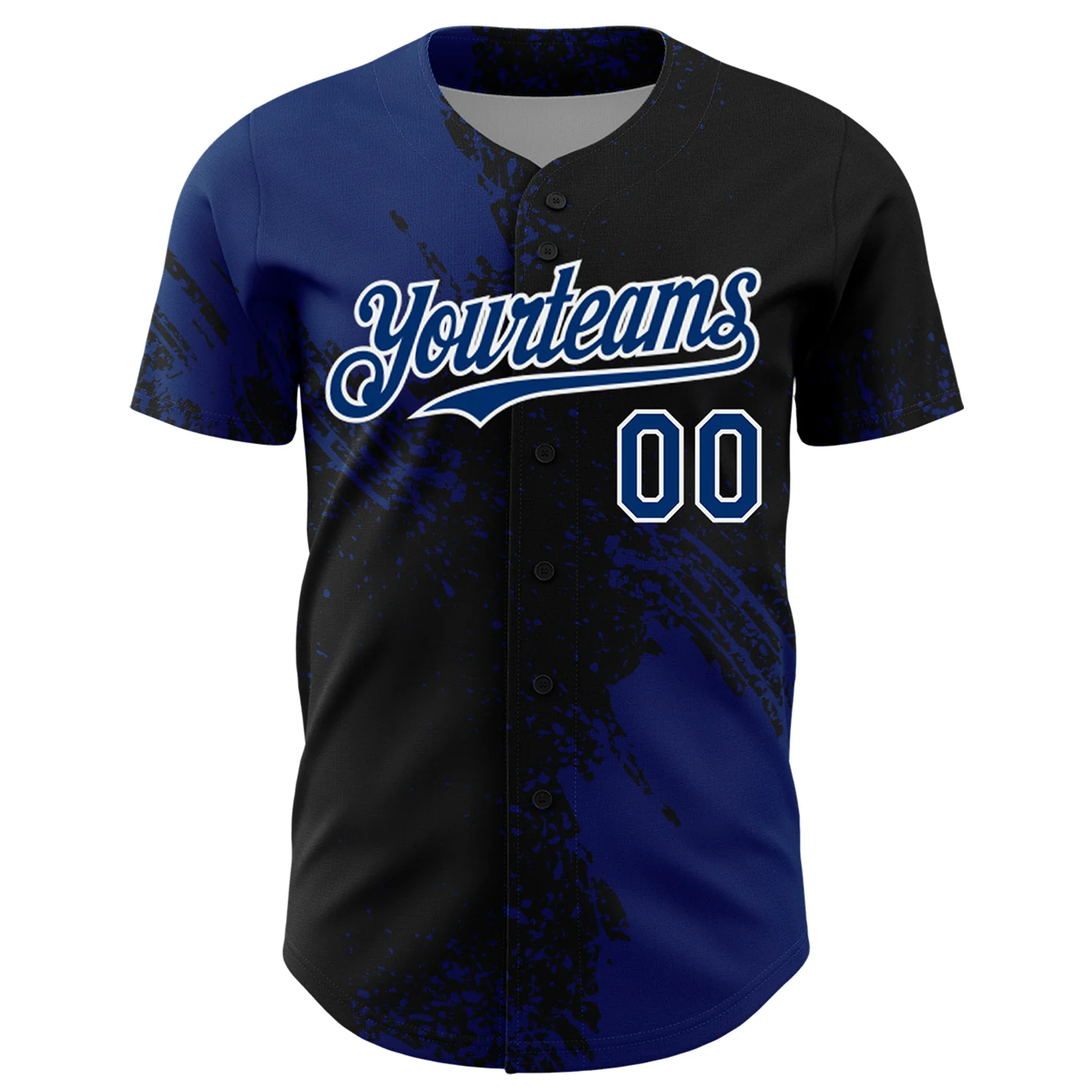Custom US Navy Blue Black-White 3D Pattern Design Abstract Brush Stroke Authentic Baseball Jersey