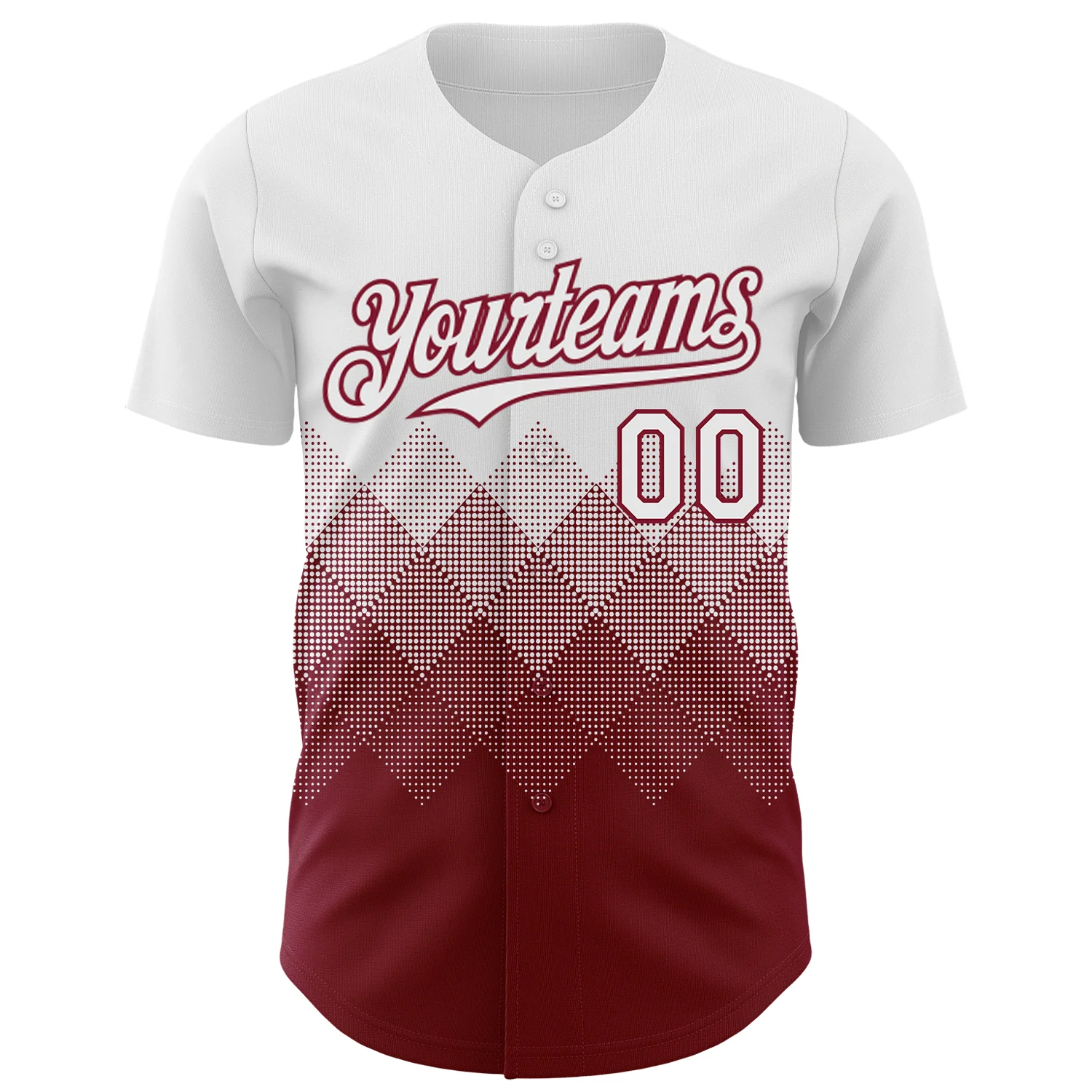 Custom White Crimson 3D Gradient Square Shape Authentic Baseball Jersey