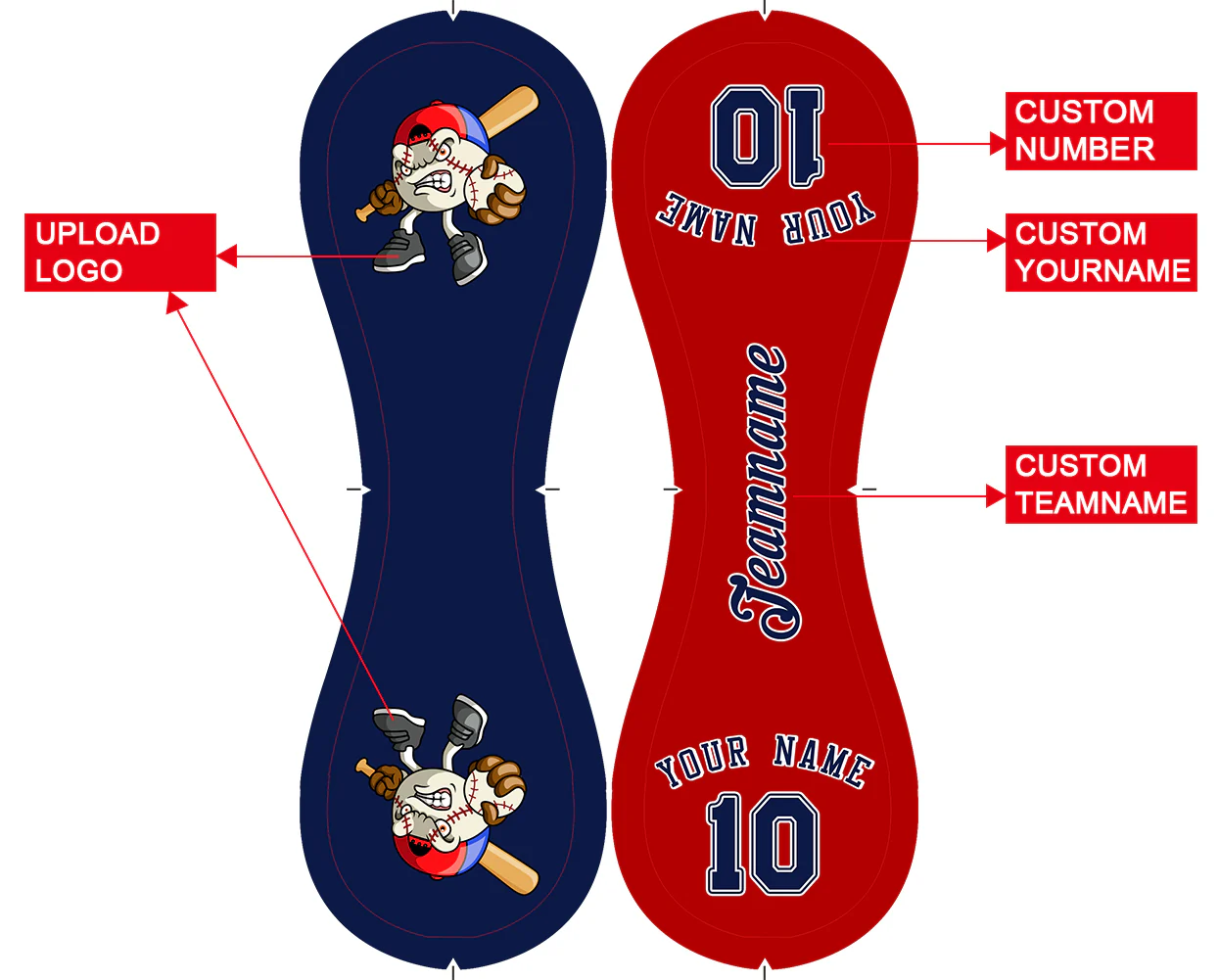 Personalized Navy Red Half Leather Navy Authentic Baseballs