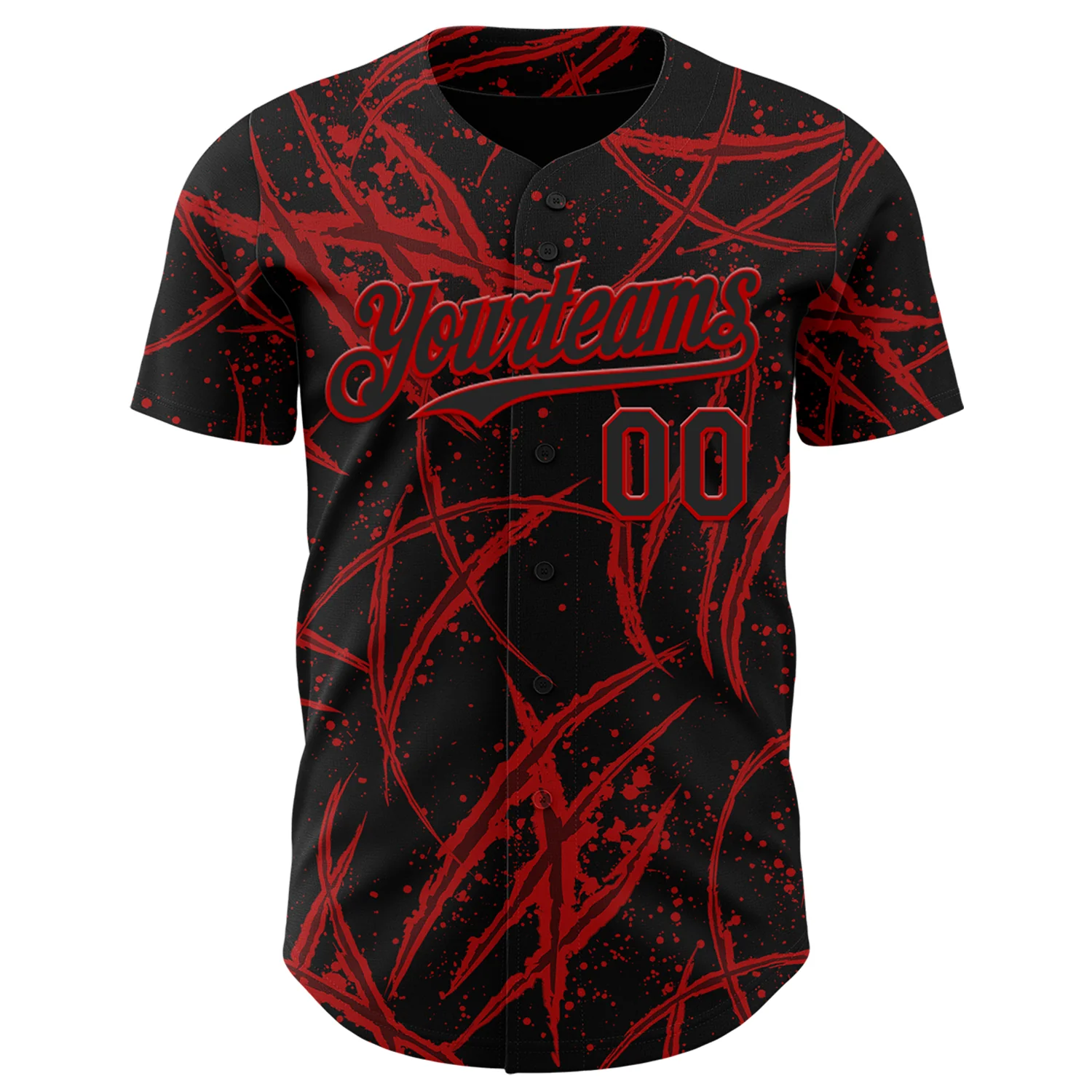 Custom Black Red 3D Halloween Horror Night Trick Treat Party Costume Ideas Authentic Baseball Jersey