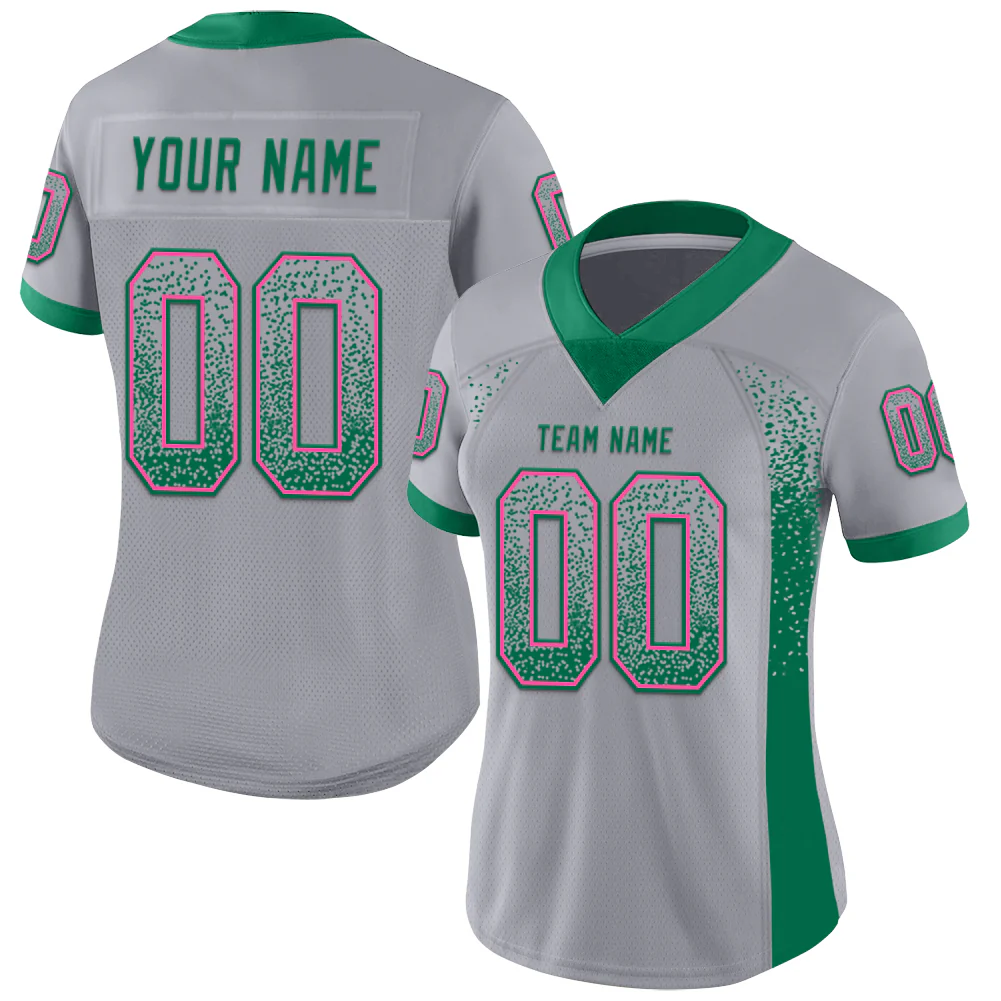 Custom Gray Kelly Green-Pink Drift Fashion Football Jersey