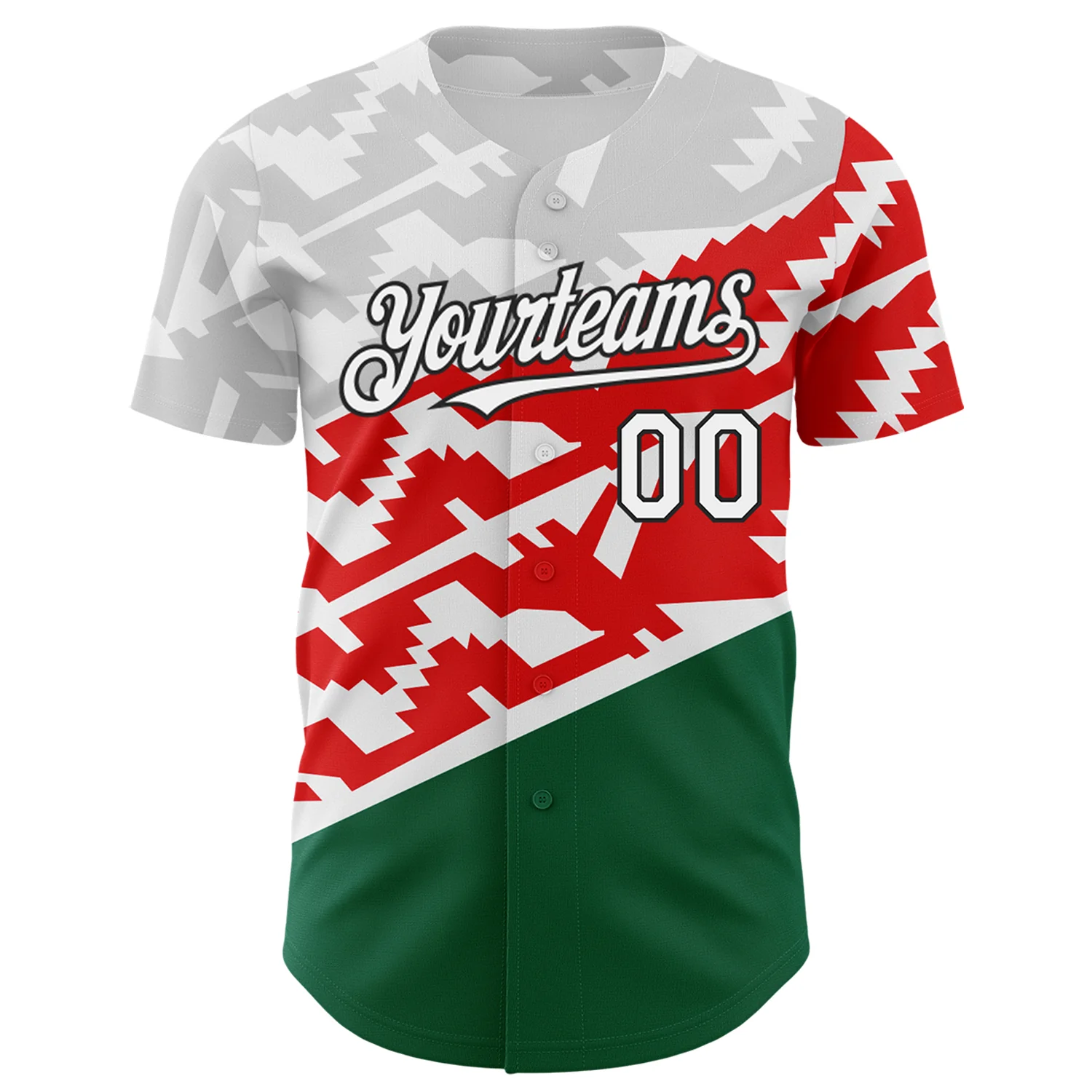 Custom White Red Kelly Green-Black 3D Mexico Authentic Baseball Jersey