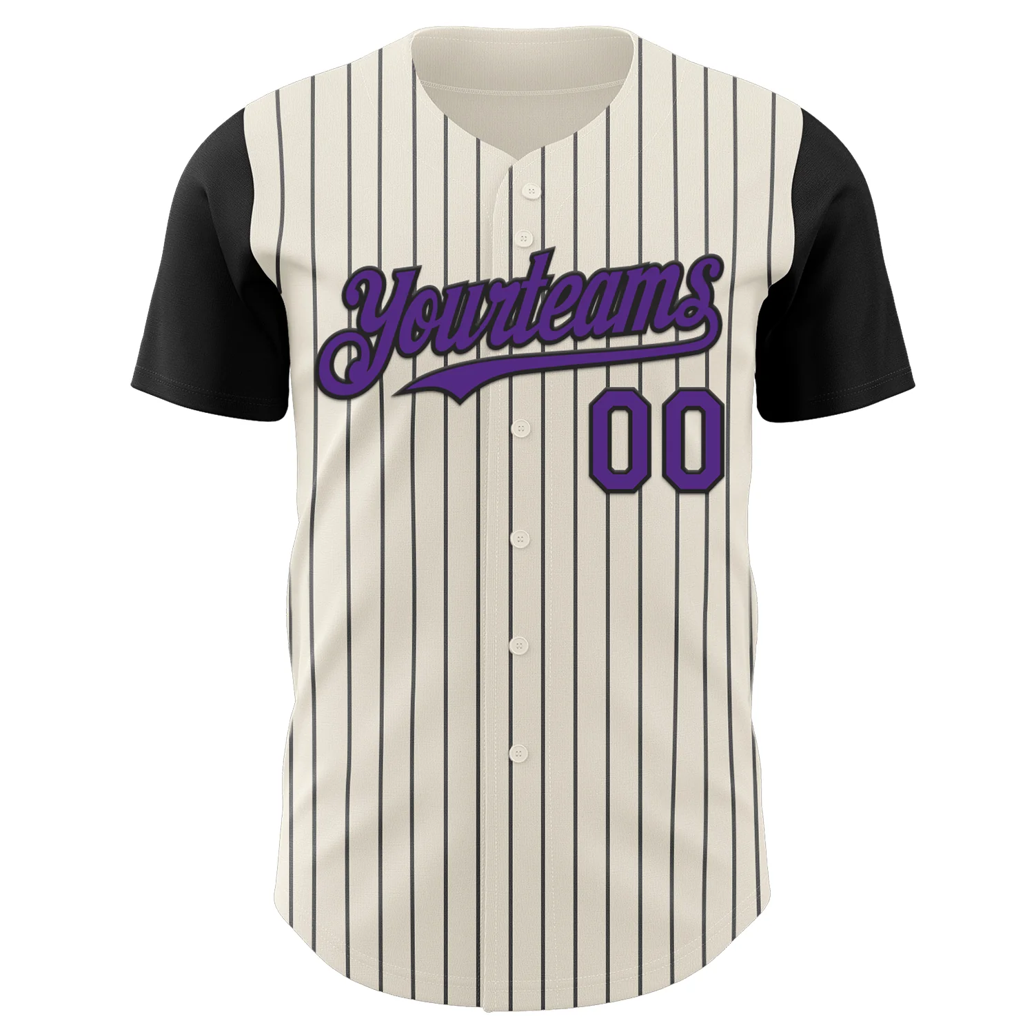 Custom Cream Black Pinstripe Purple Authentic Two Tone Baseball Jersey