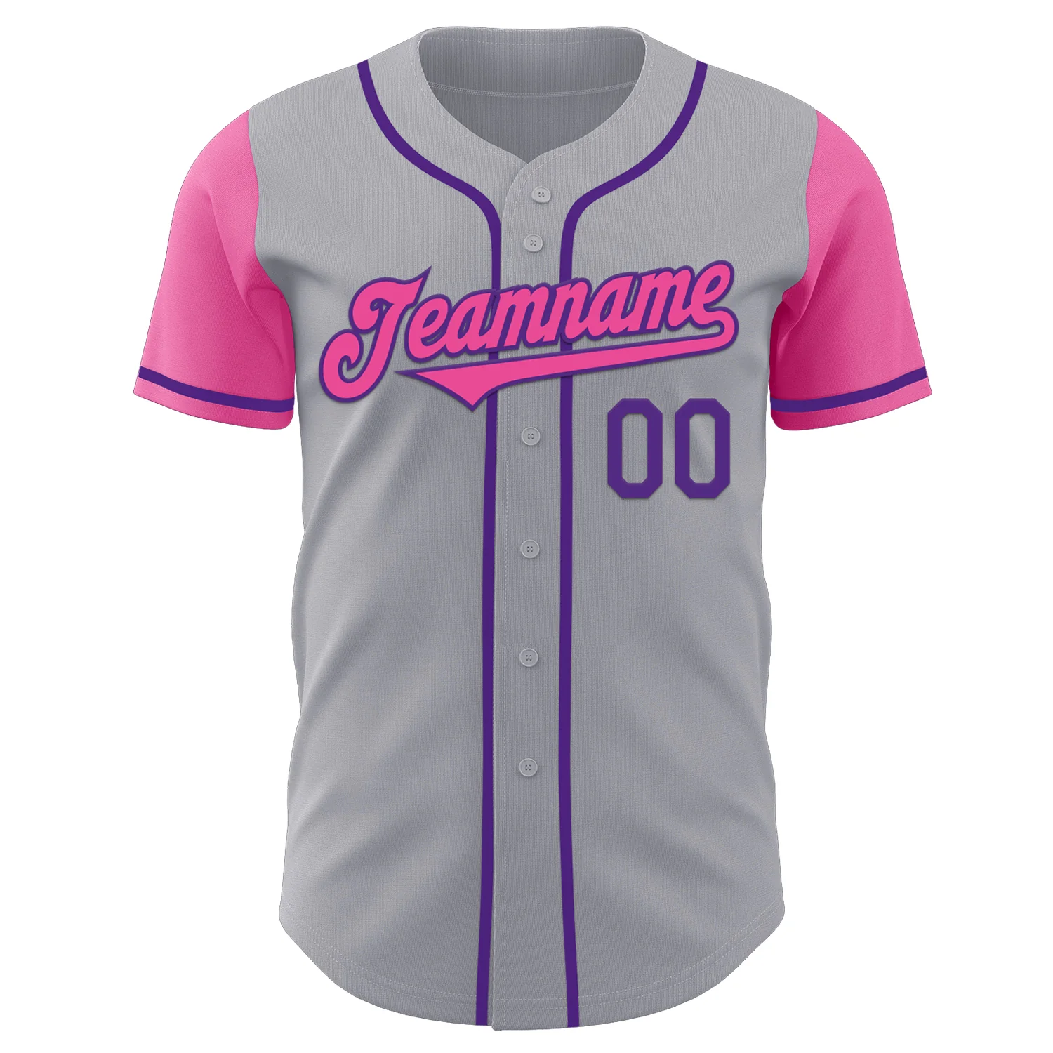 Custom Gray Pink-Purple Authentic Two Tone Baseball Jersey
