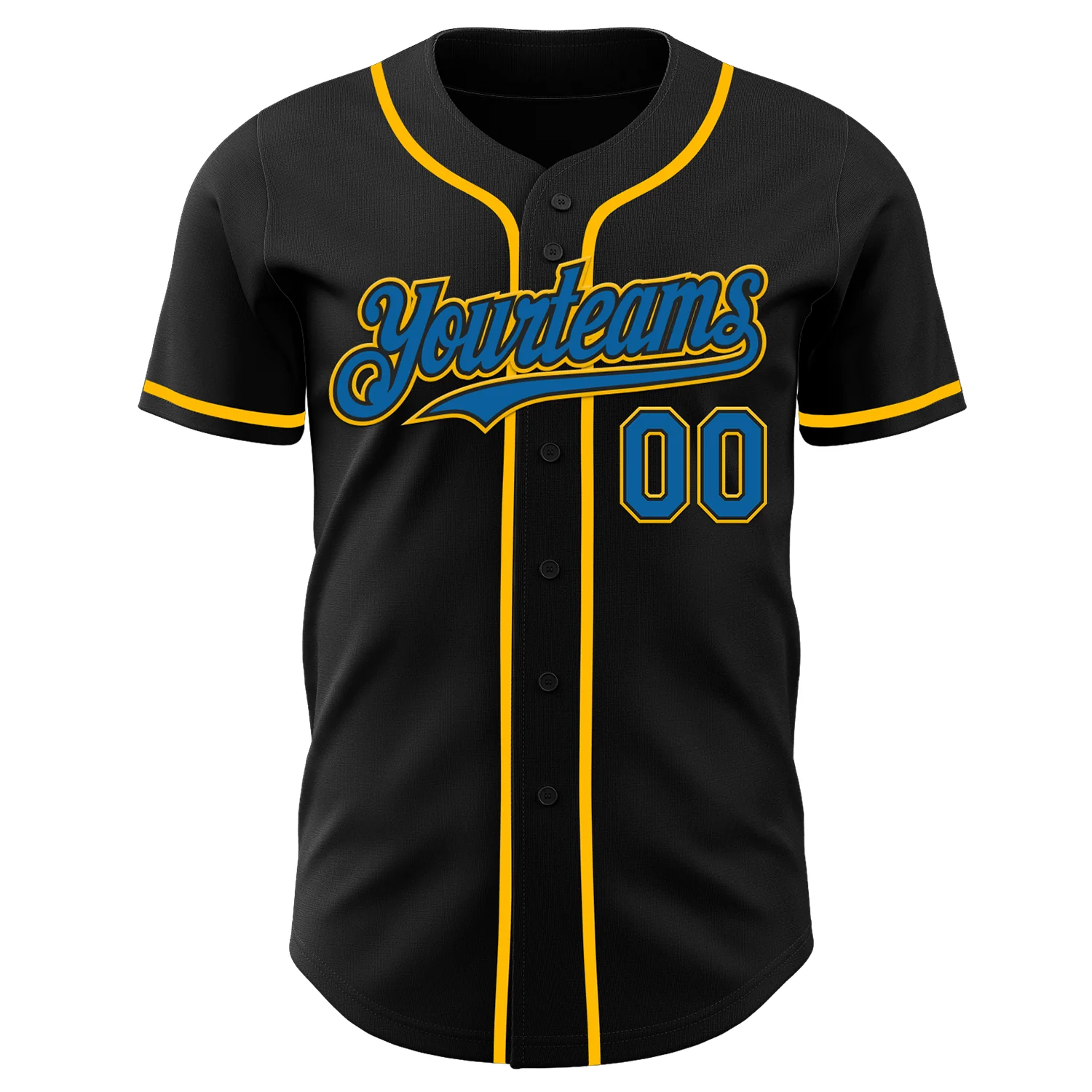Custom Black Blue-Gold Authentic Baseball Jersey