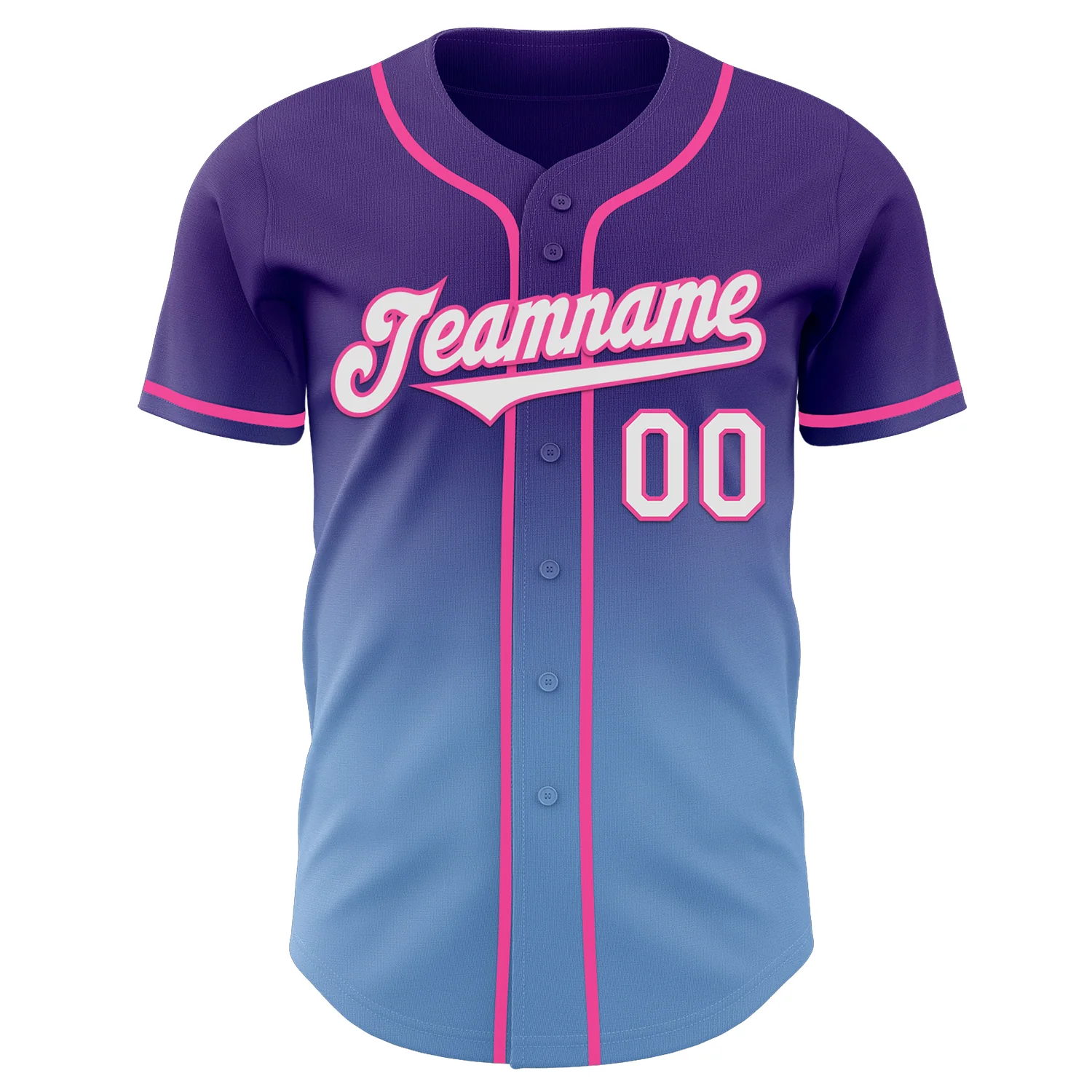 Custom Purple White Light Blue-Pink Authentic Fade Fashion Baseball Jersey