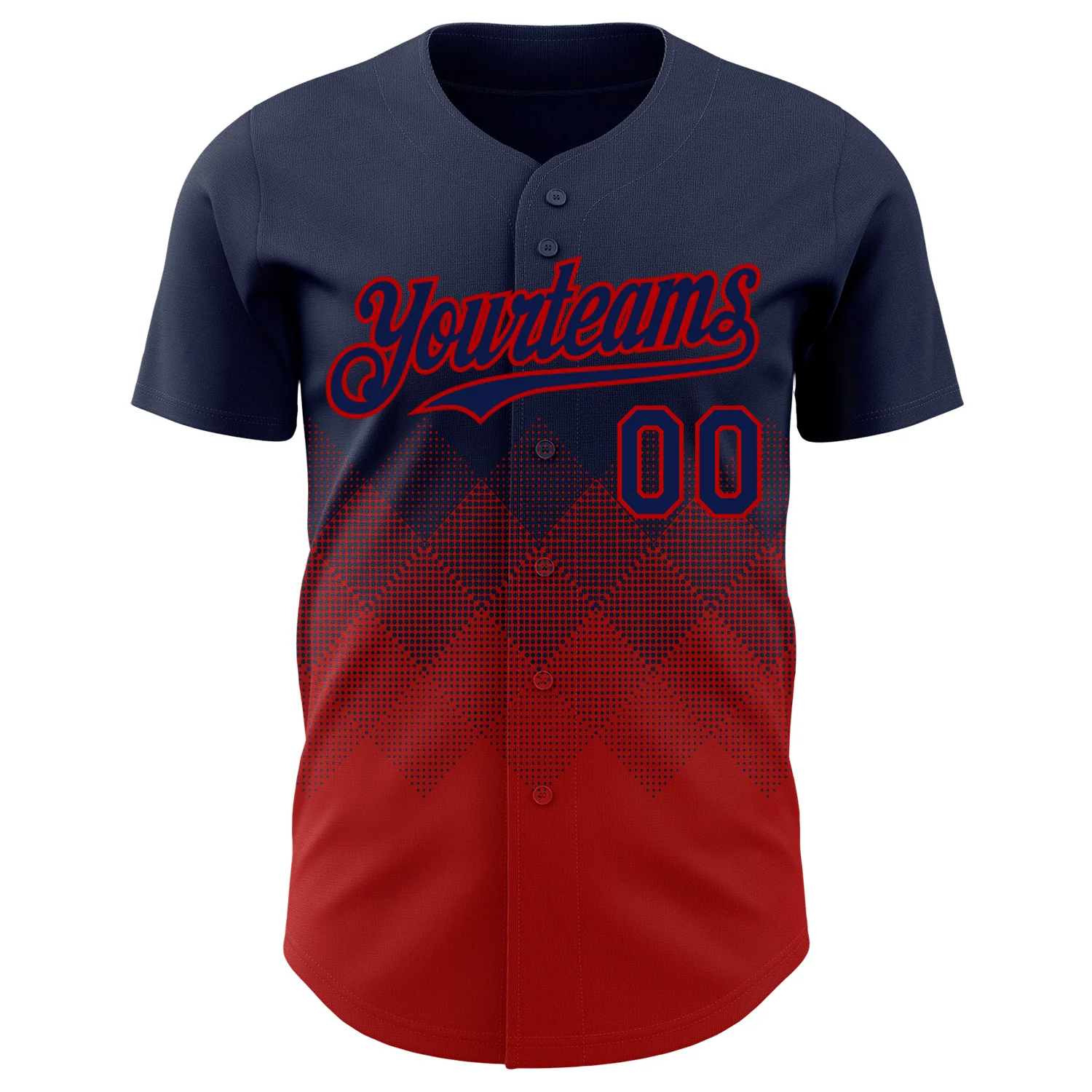 Custom Navy Red 3D Gradient Square Shape Authentic Baseball Jersey