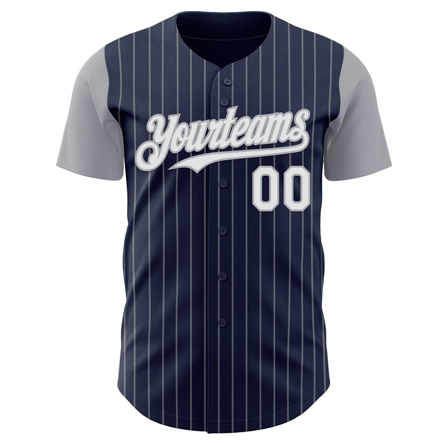 Custom Navy Gray Pinstripe White Authentic Two Tone Baseball Jersey