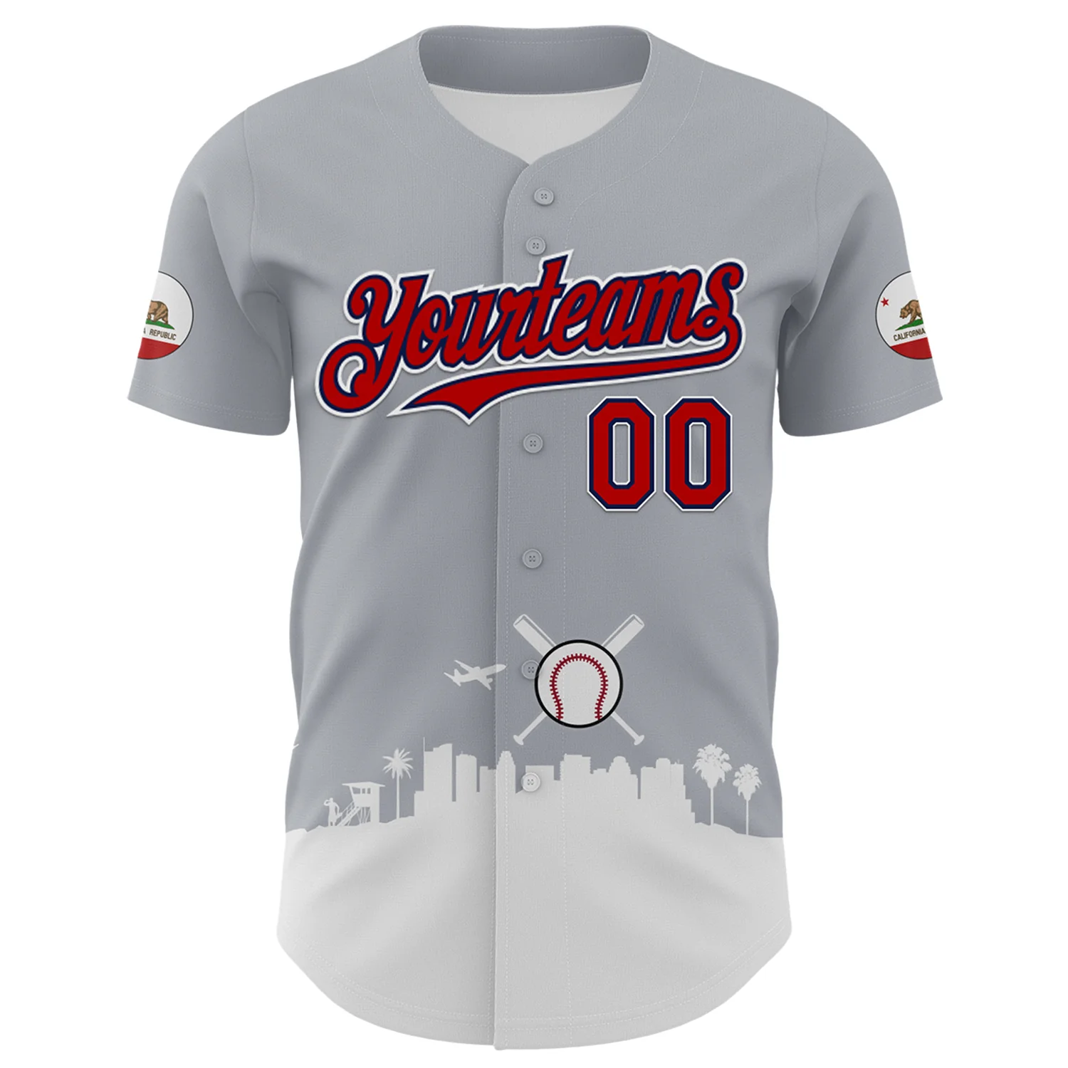 Custom Gray Red Black Navy-White 3D Urban City Edition Sports Authentic Baseball Jersey