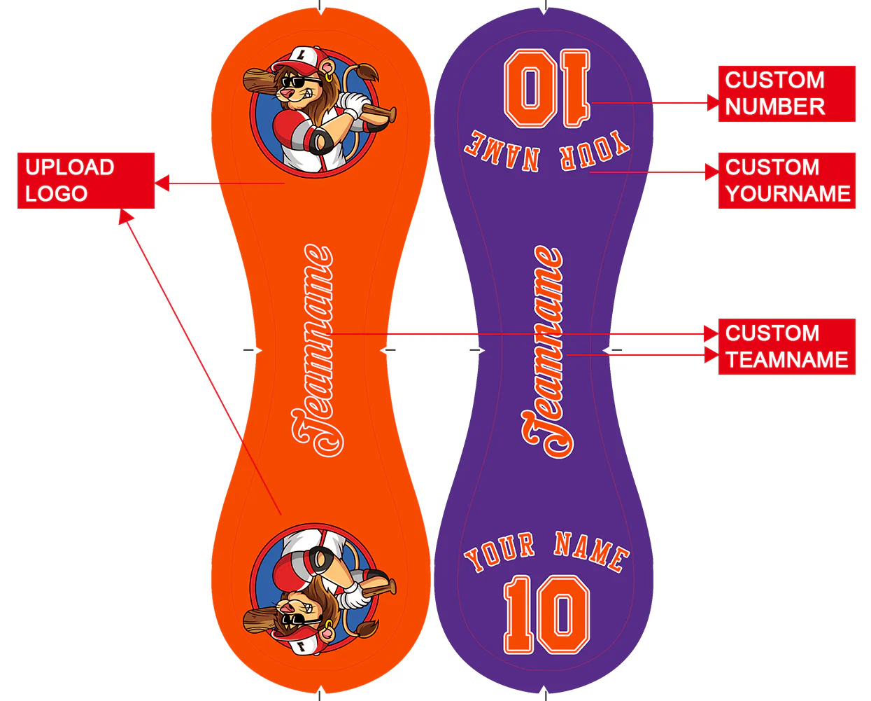 Personalized Orange Purple Half Leather Orange Authentic Baseballs