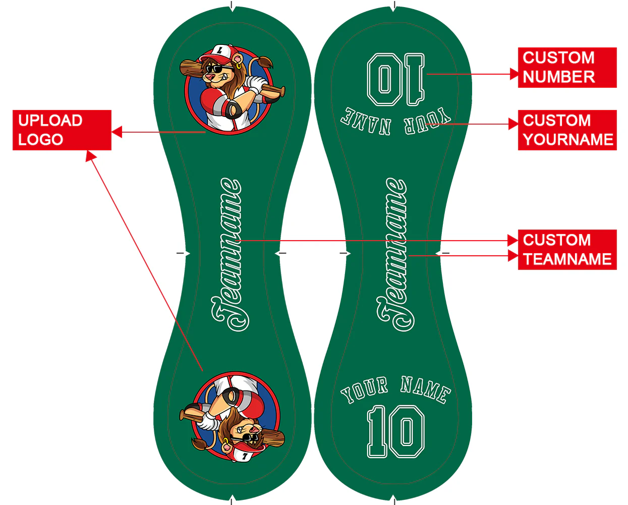 Personalized Kelly Green Leather Kelly Green Authentic Baseballs