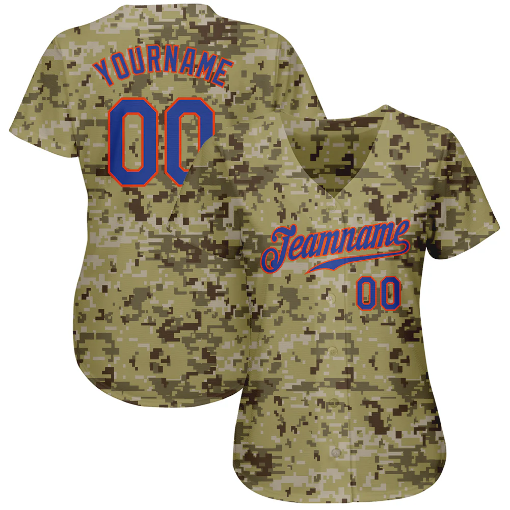 Custom Camo Royal-Orange Authentic Salute To Service Baseball Jersey