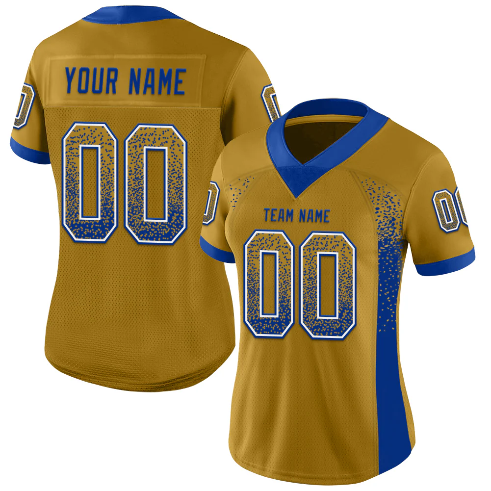 Custom Old Gold Royal-White Drift Fashion Football Jersey
