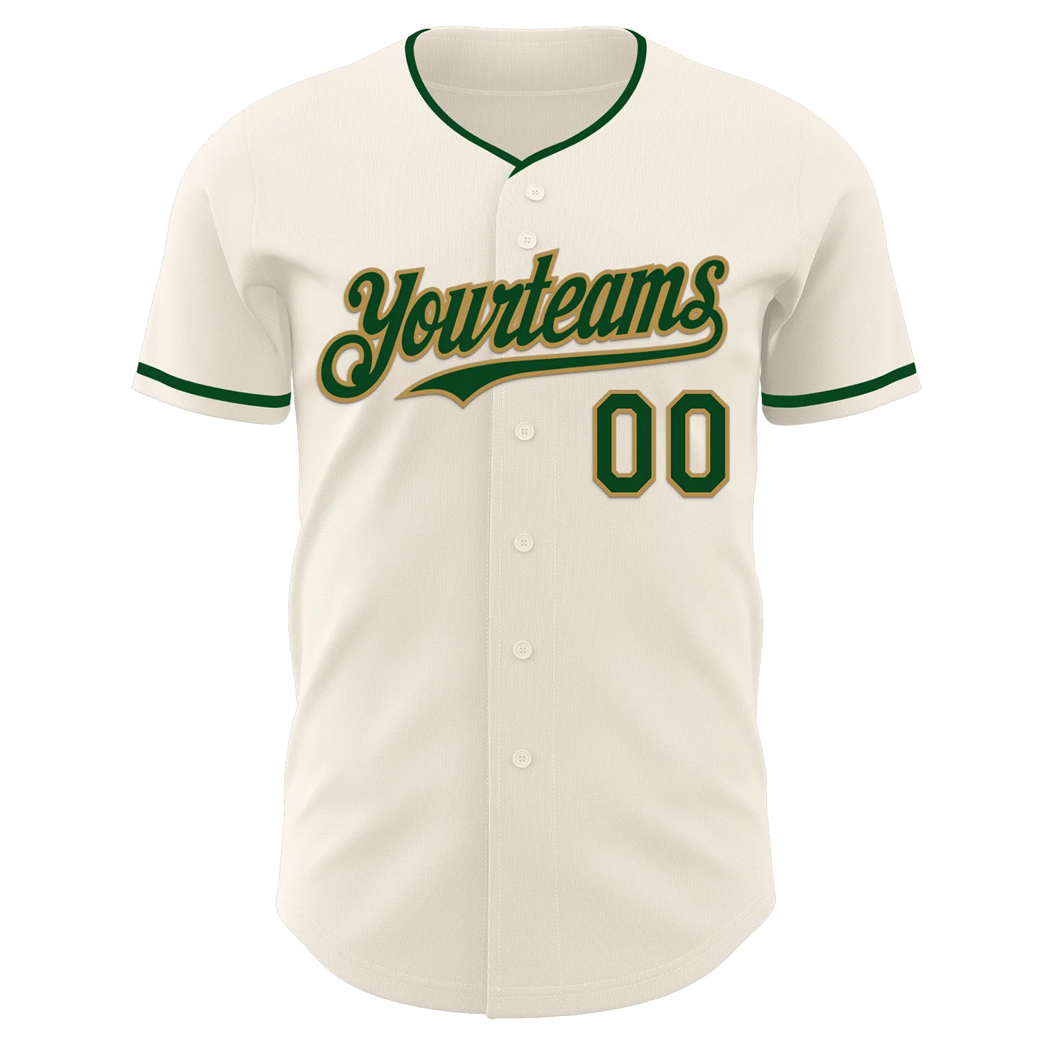 Custom Cream Green-Old Gold Authentic Baseball Jersey