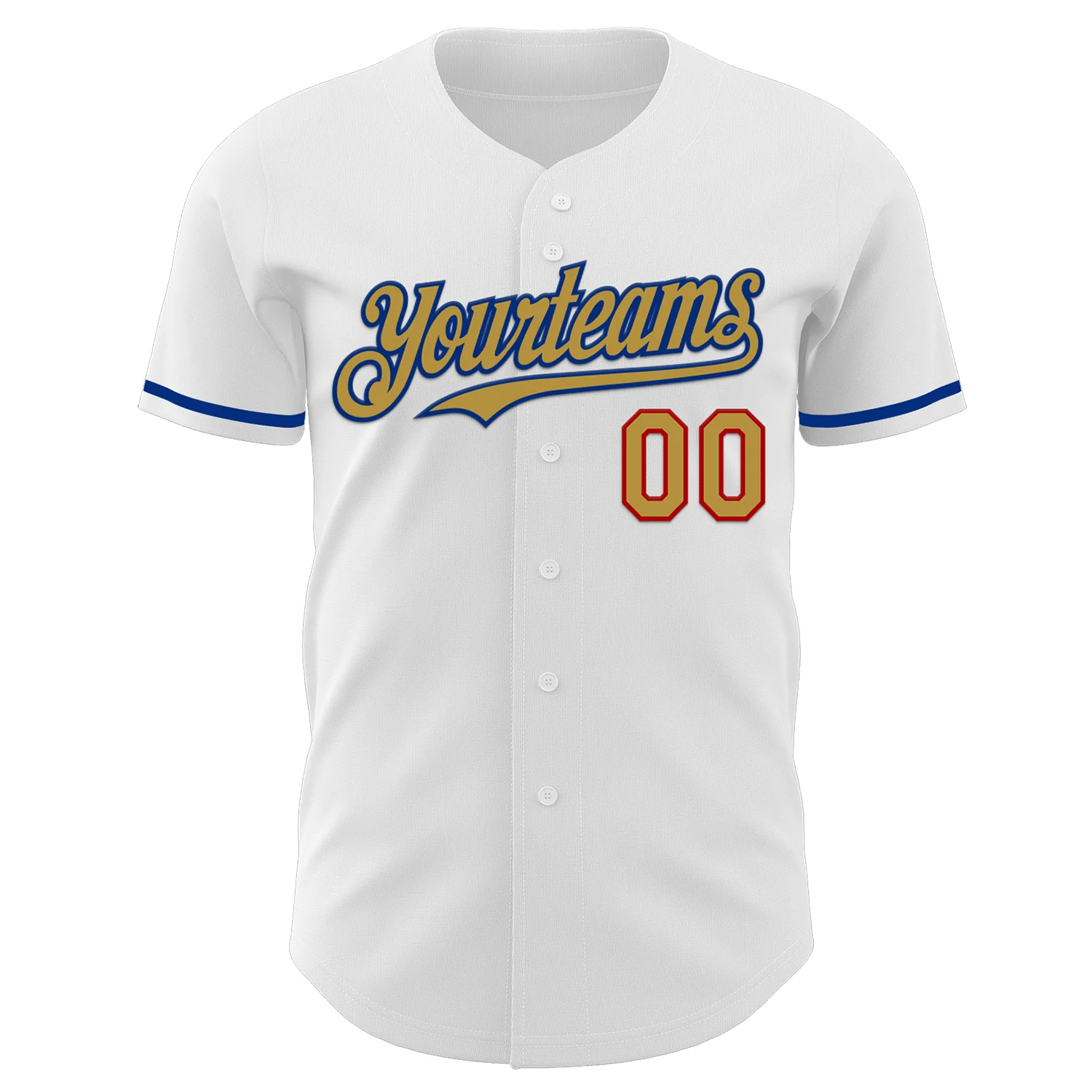 Custom White Old Gold Royal-Red Authentic Baseball Jersey